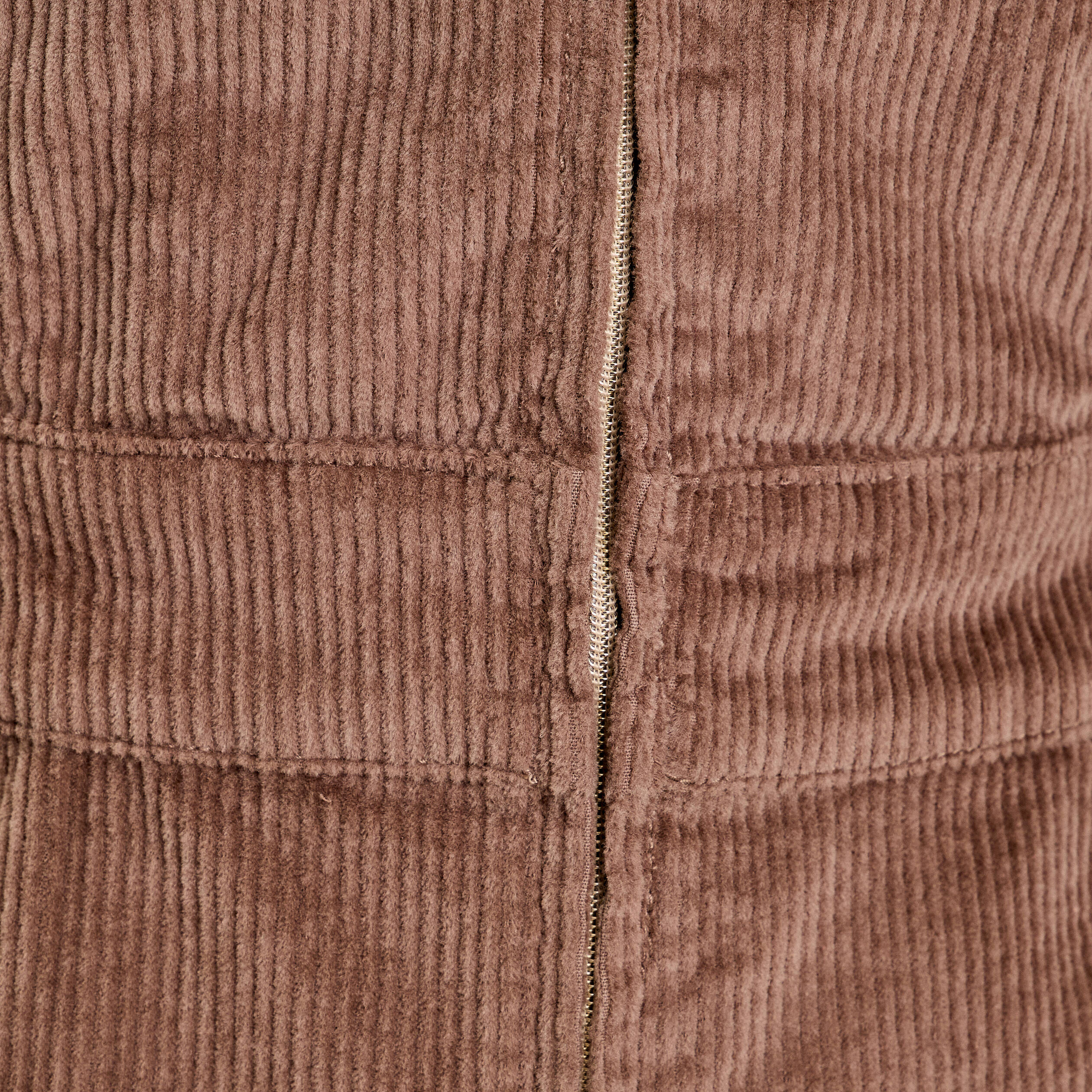 Robe zipp&eacute;e en velours taupe femme