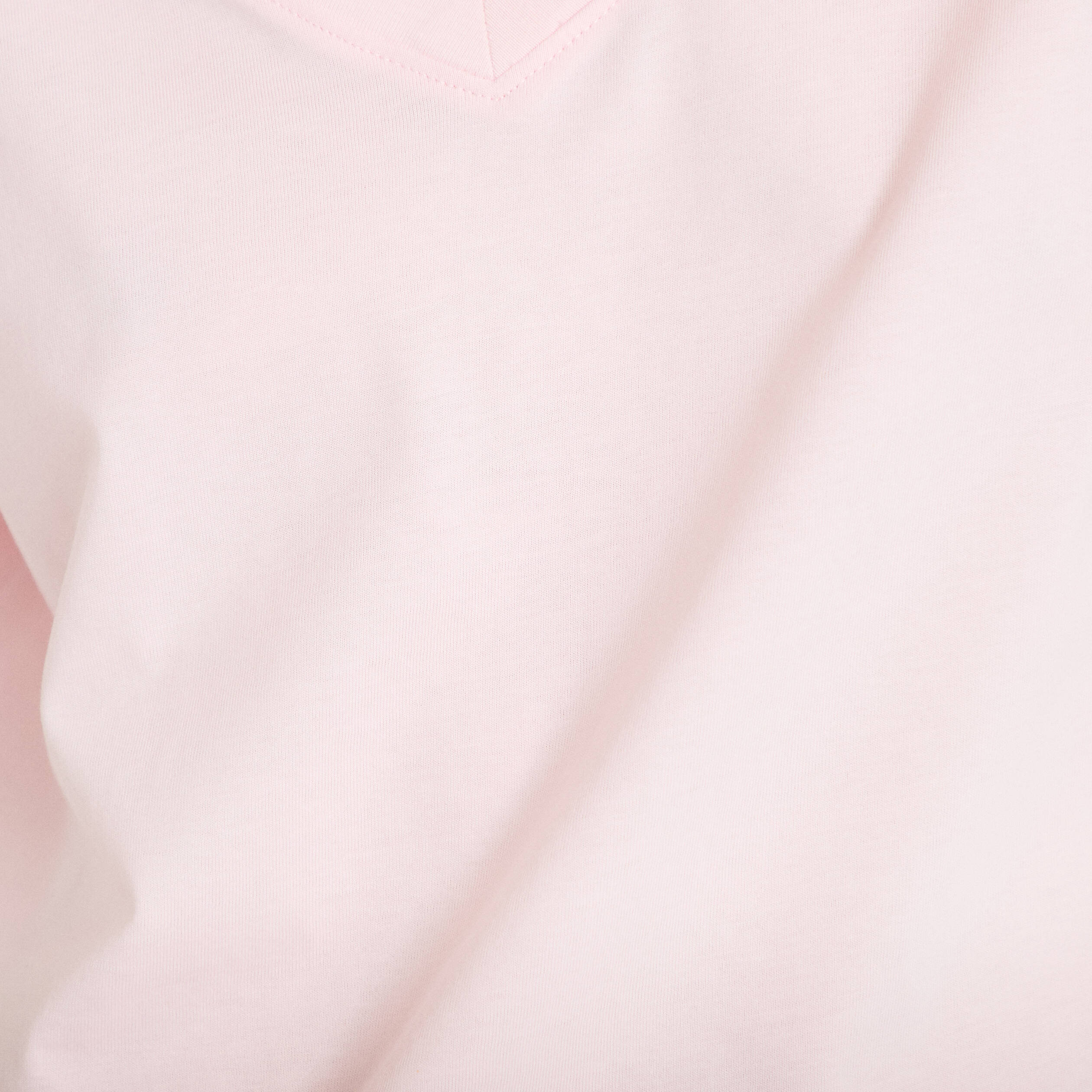 T-shirt col v manches courtes rose clair femme