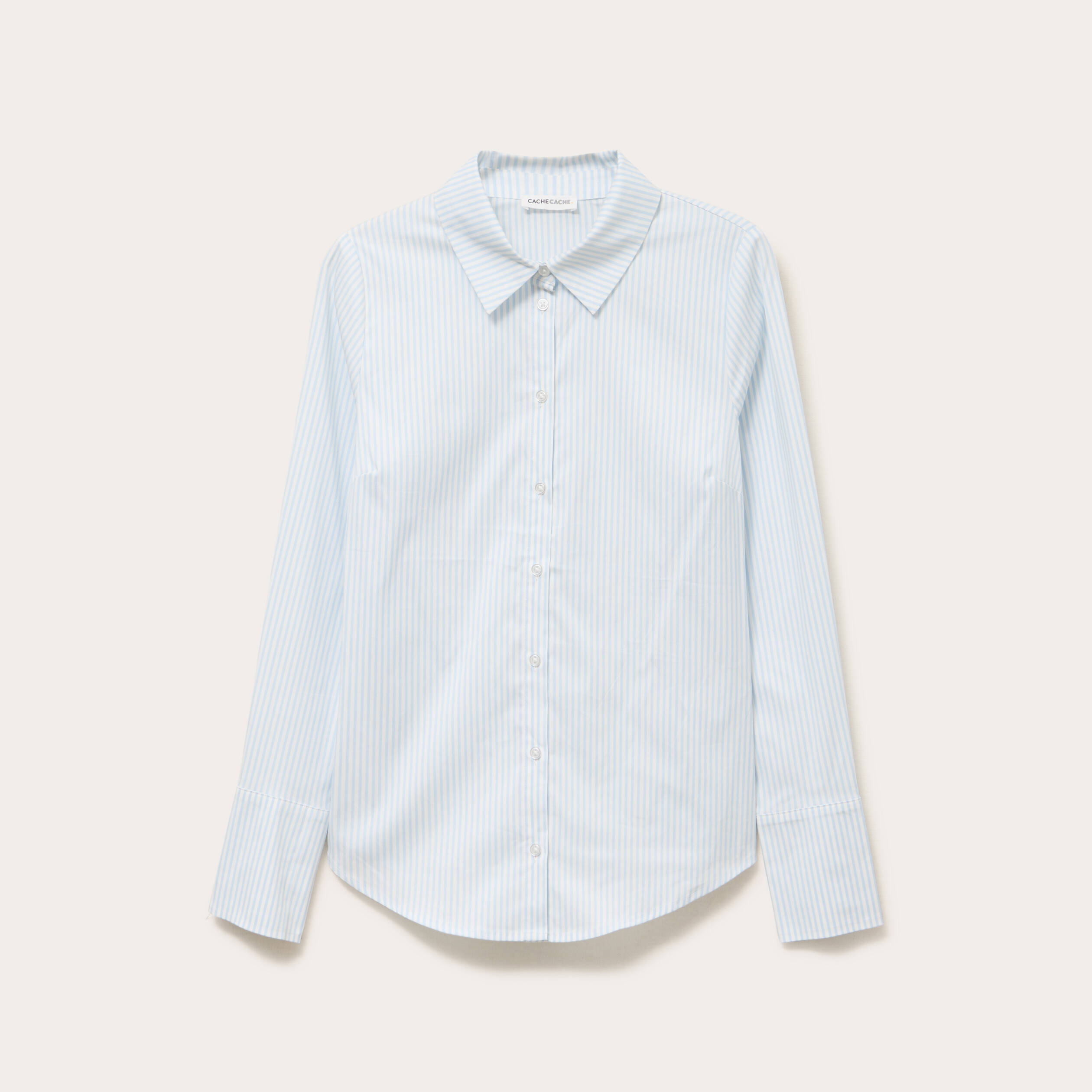 Chemise manches longues bleu femme