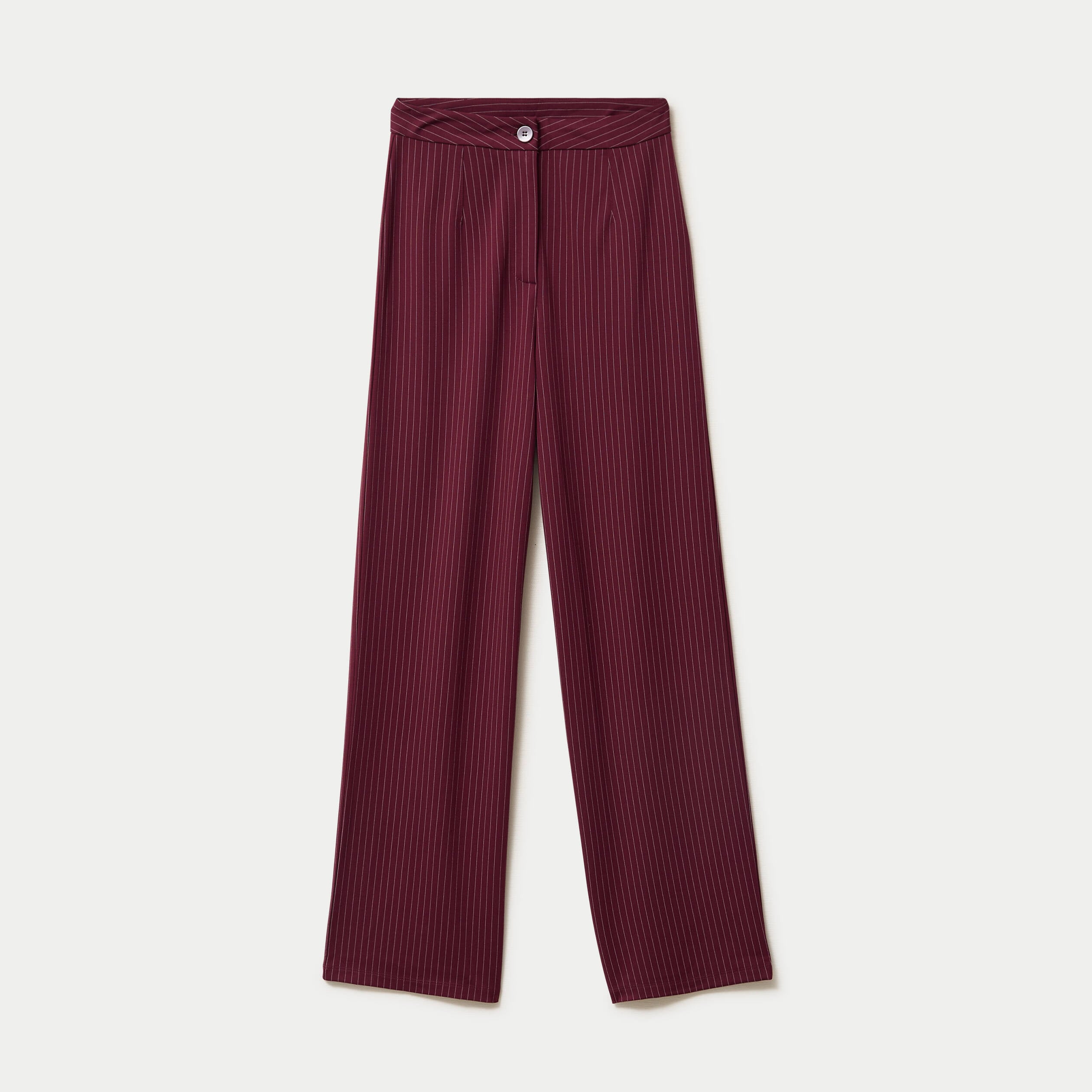 Pantalon large taille haute rouge femme