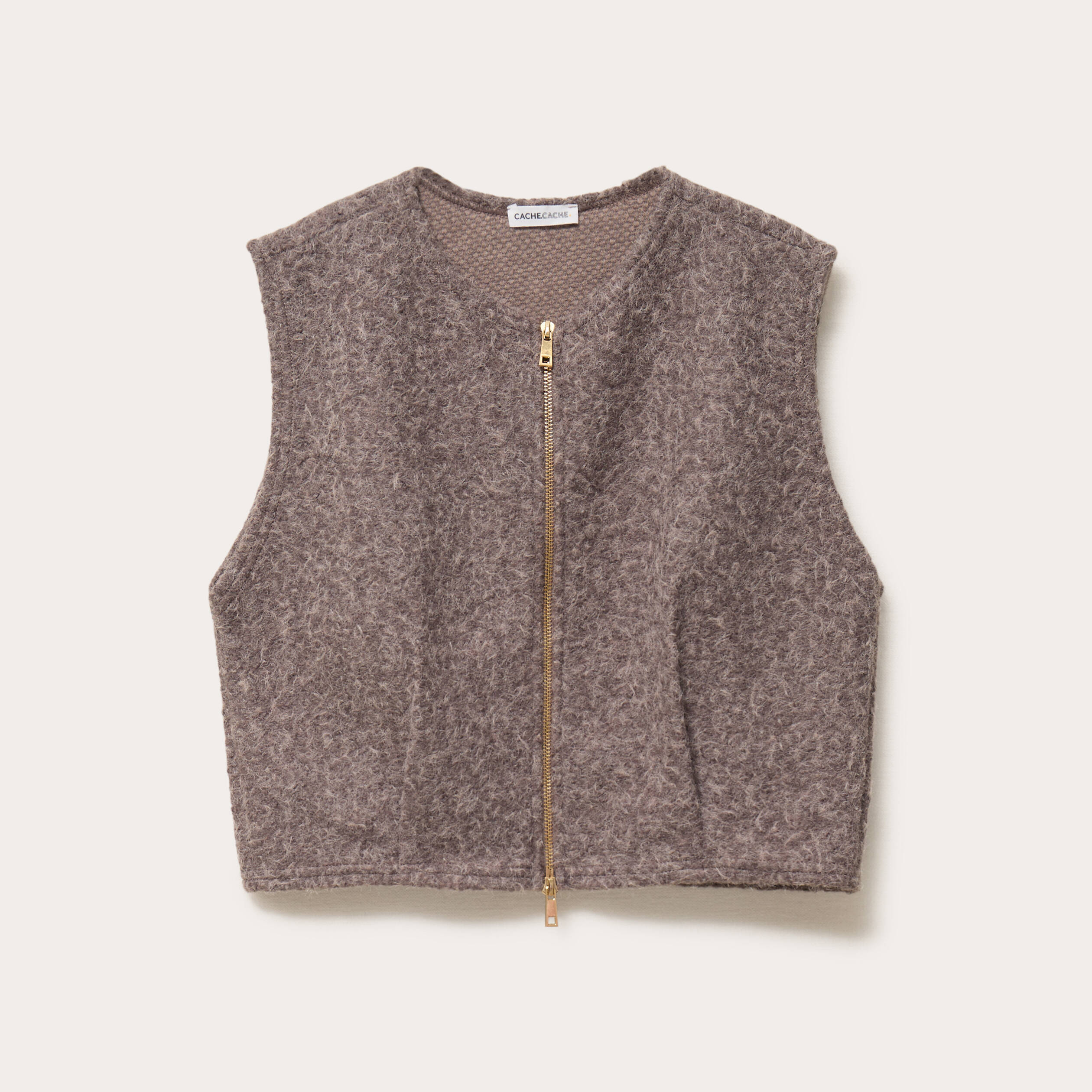 Veste sans manches effet polaire sable femme