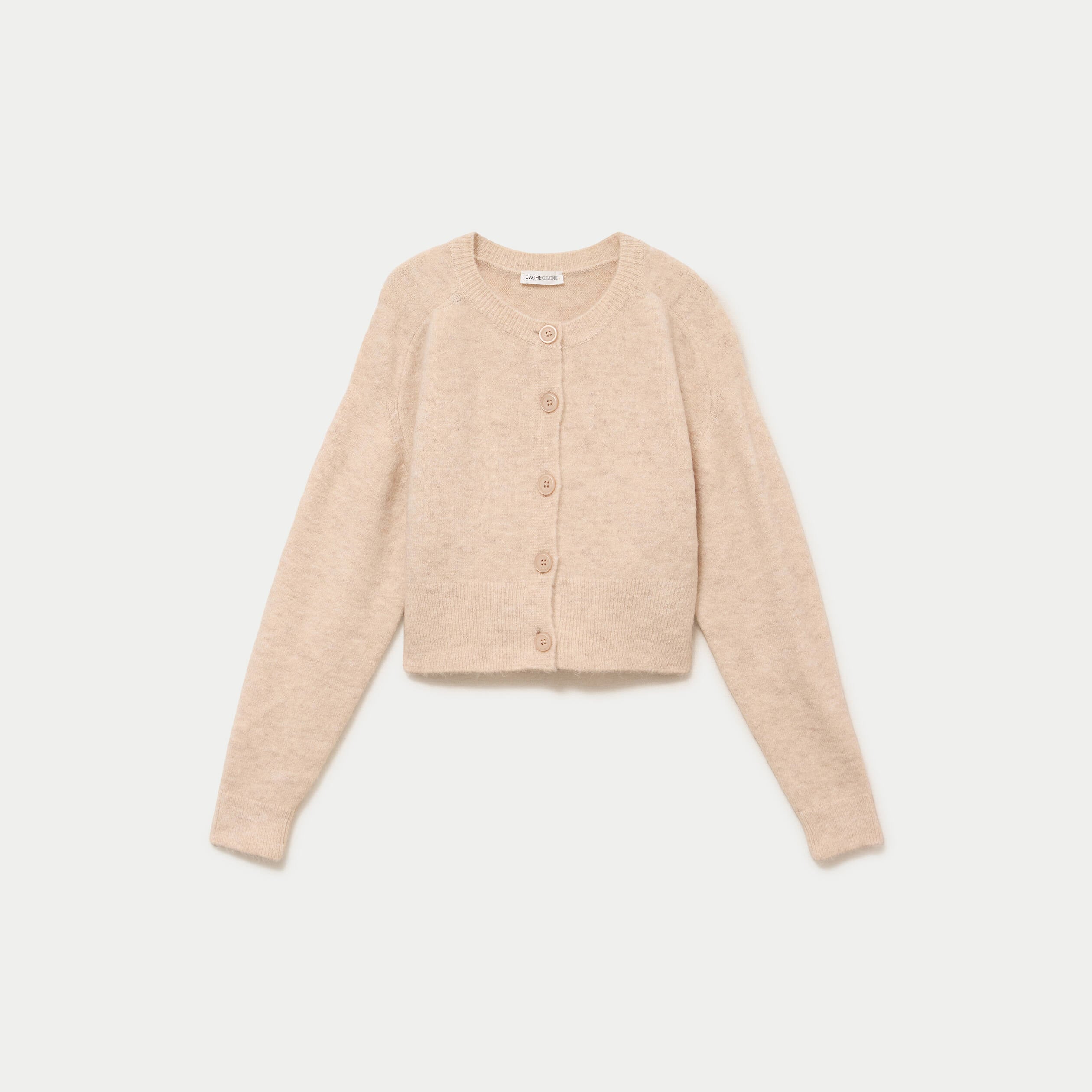 Gilet col rond ecru femme