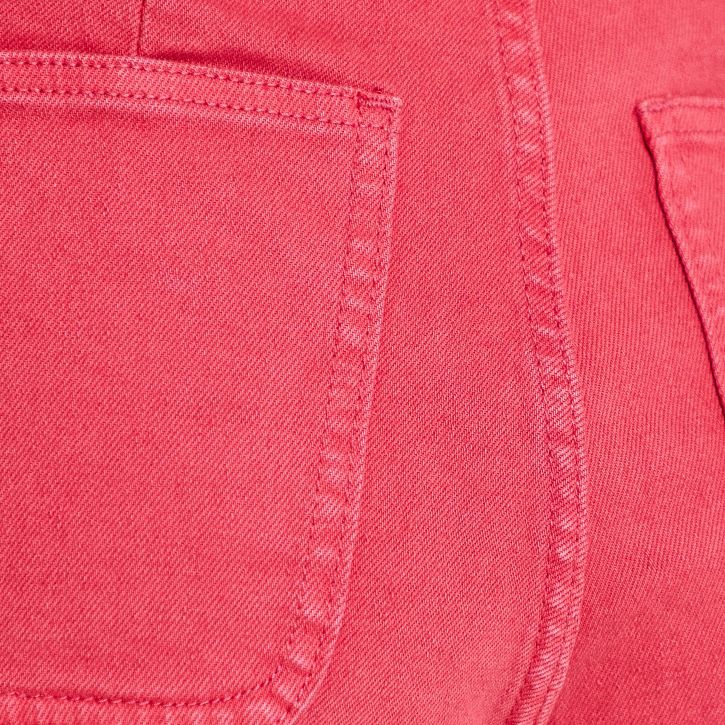 Jean wide leg cropped taille haute rose framboise femme