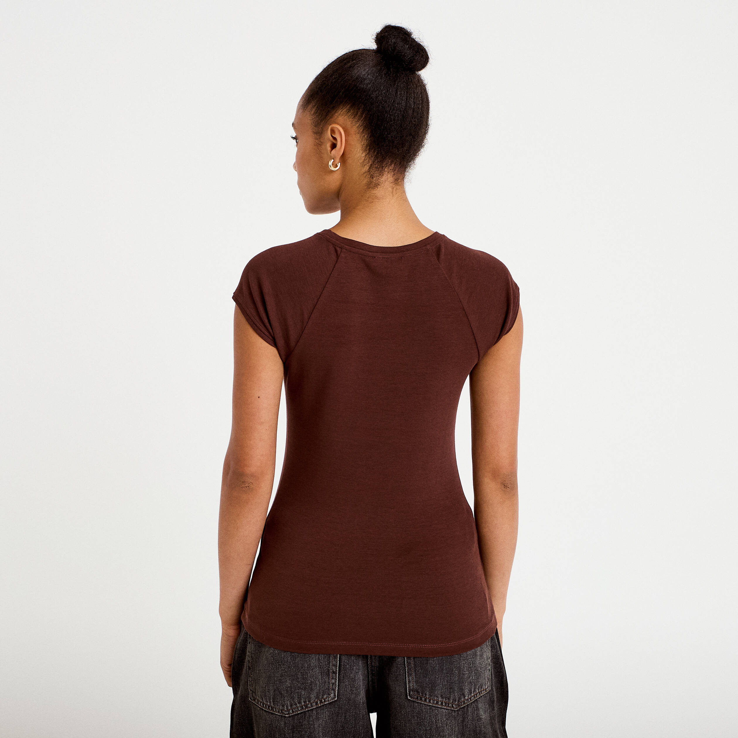 T-shirt manches courtes marron femme