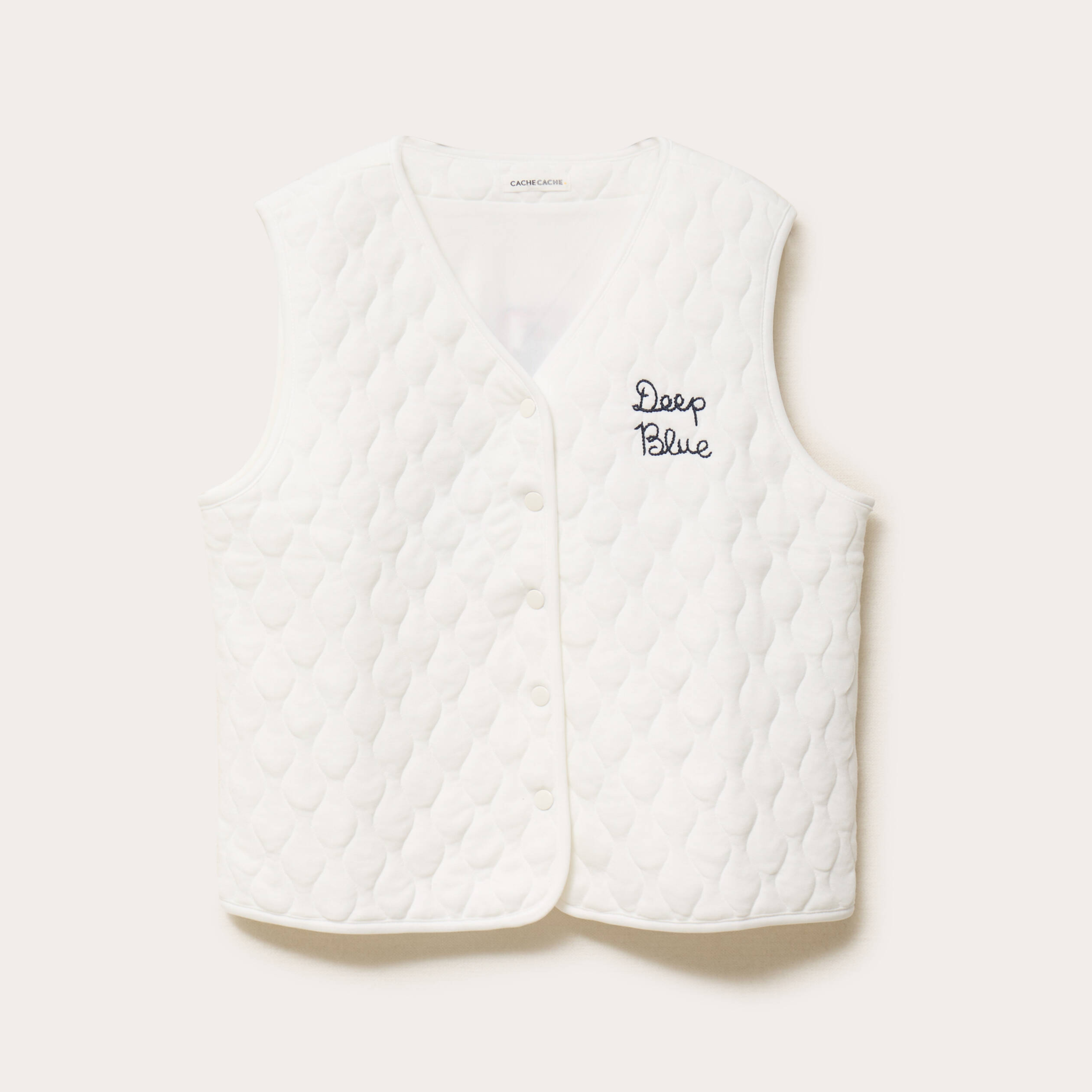 Gilet sans manches matelass&eacute; ecru femme