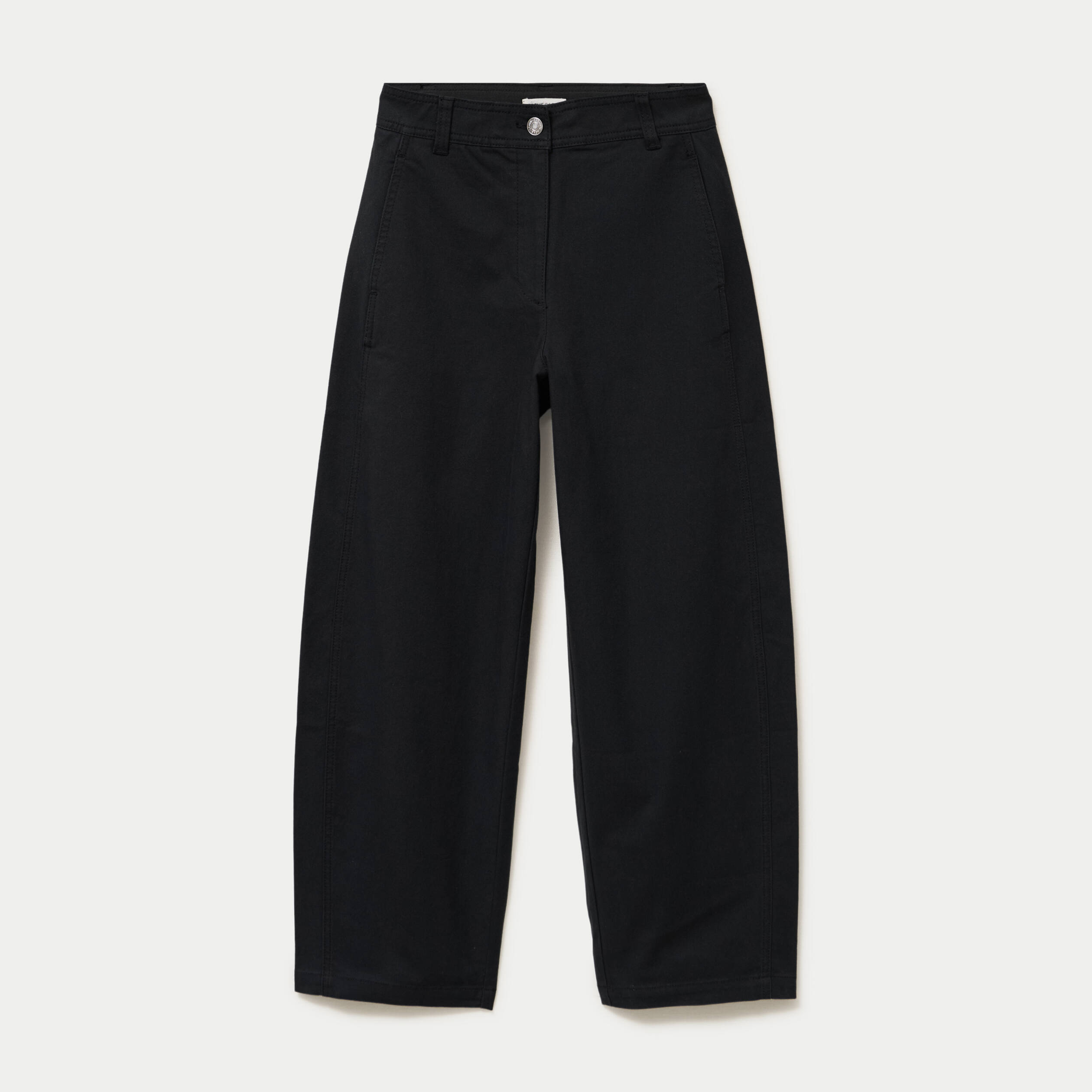 Pantalon chino coupe barrel noir femme