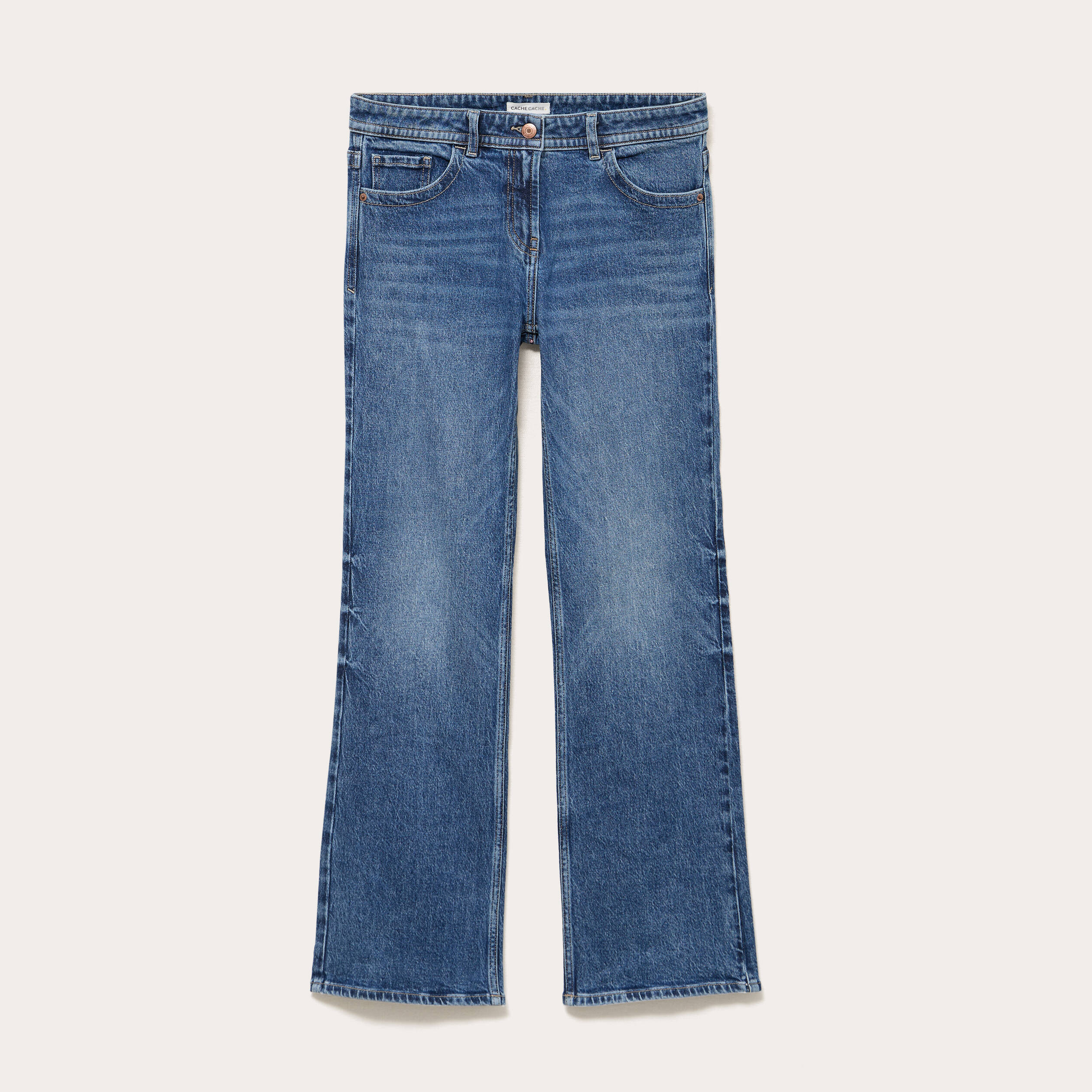 Jean bootcut taille basse denim double stone femme