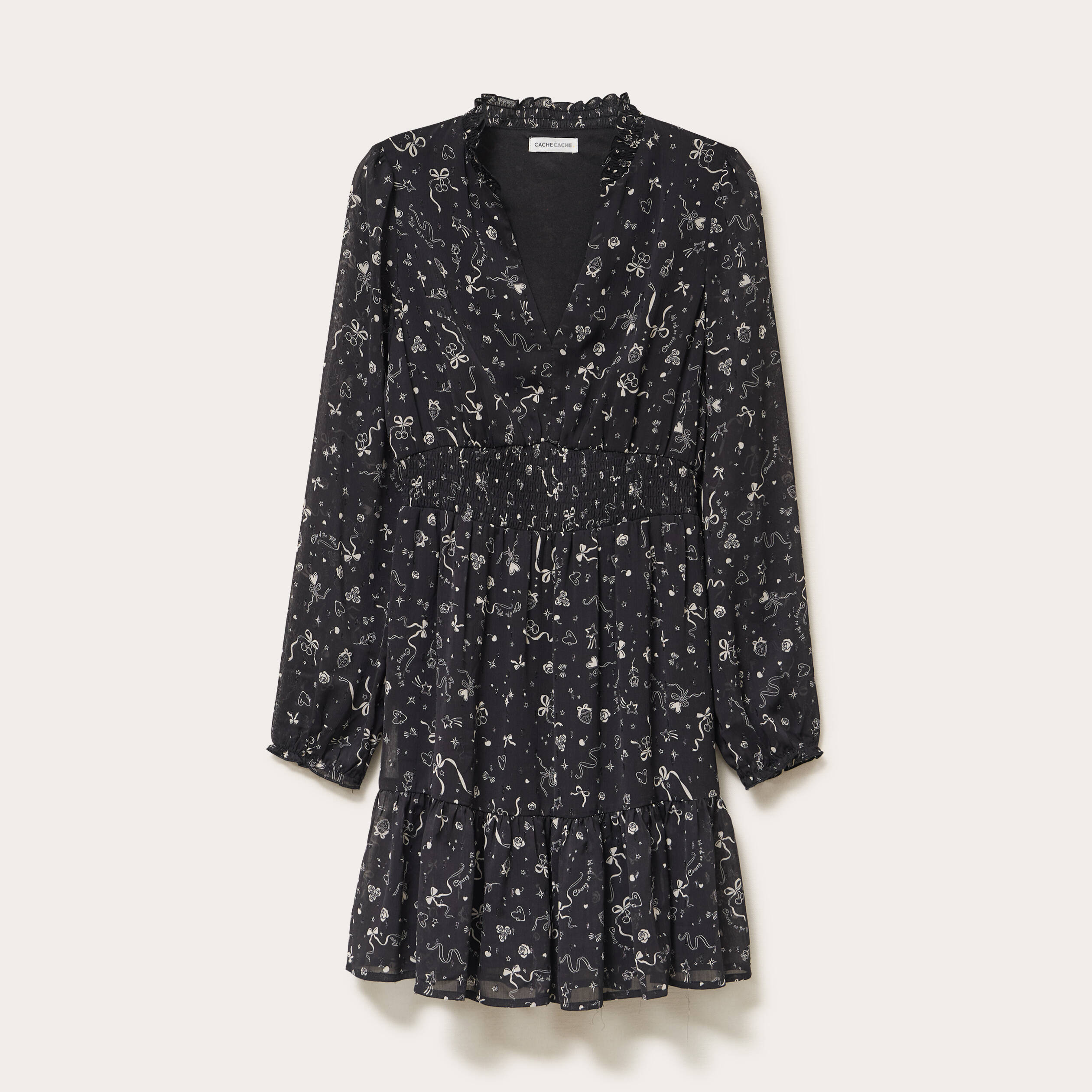 Robe &eacute;vas&eacute;e col v noir femme