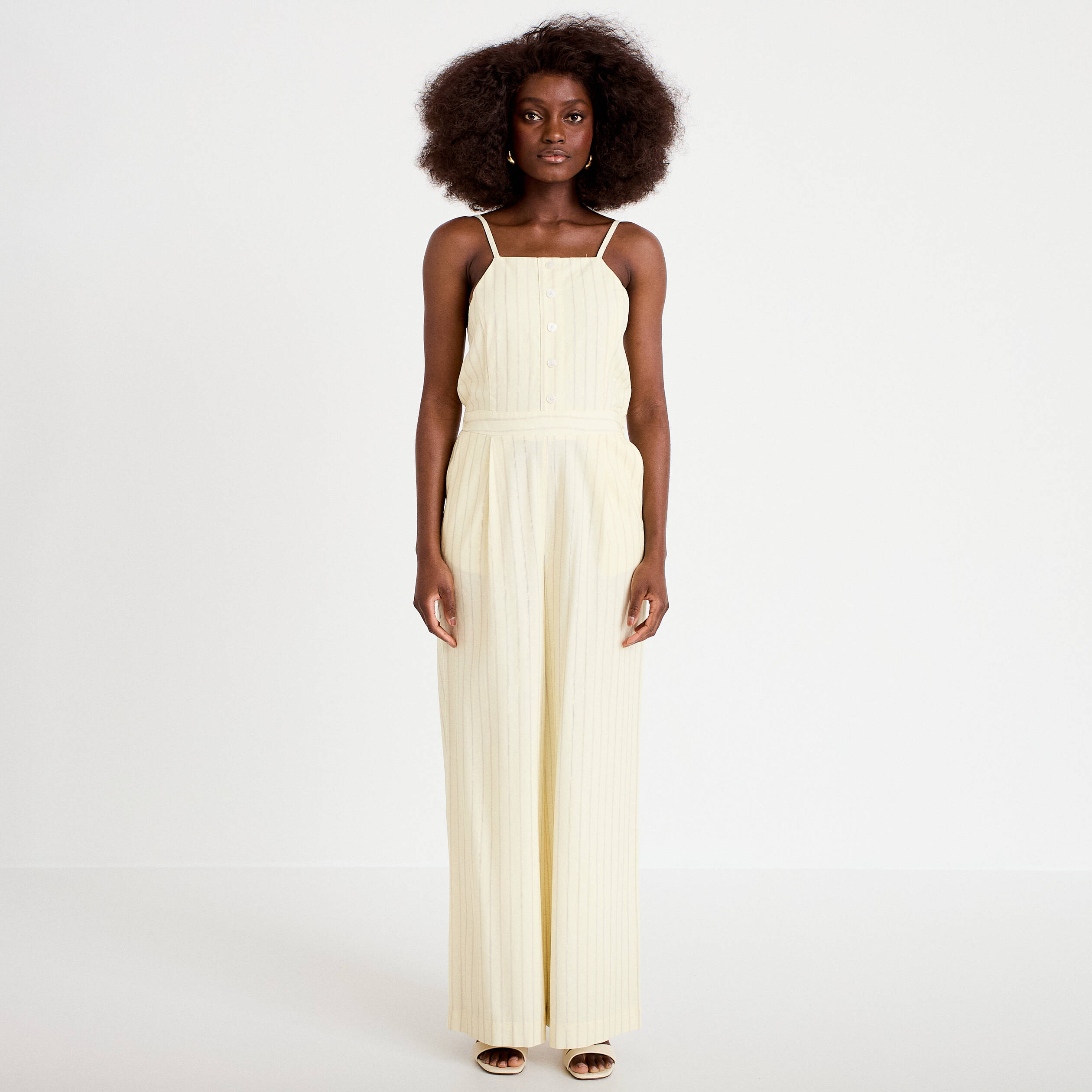 Combinaison large col am&eacute;ricain jaune pastel femme