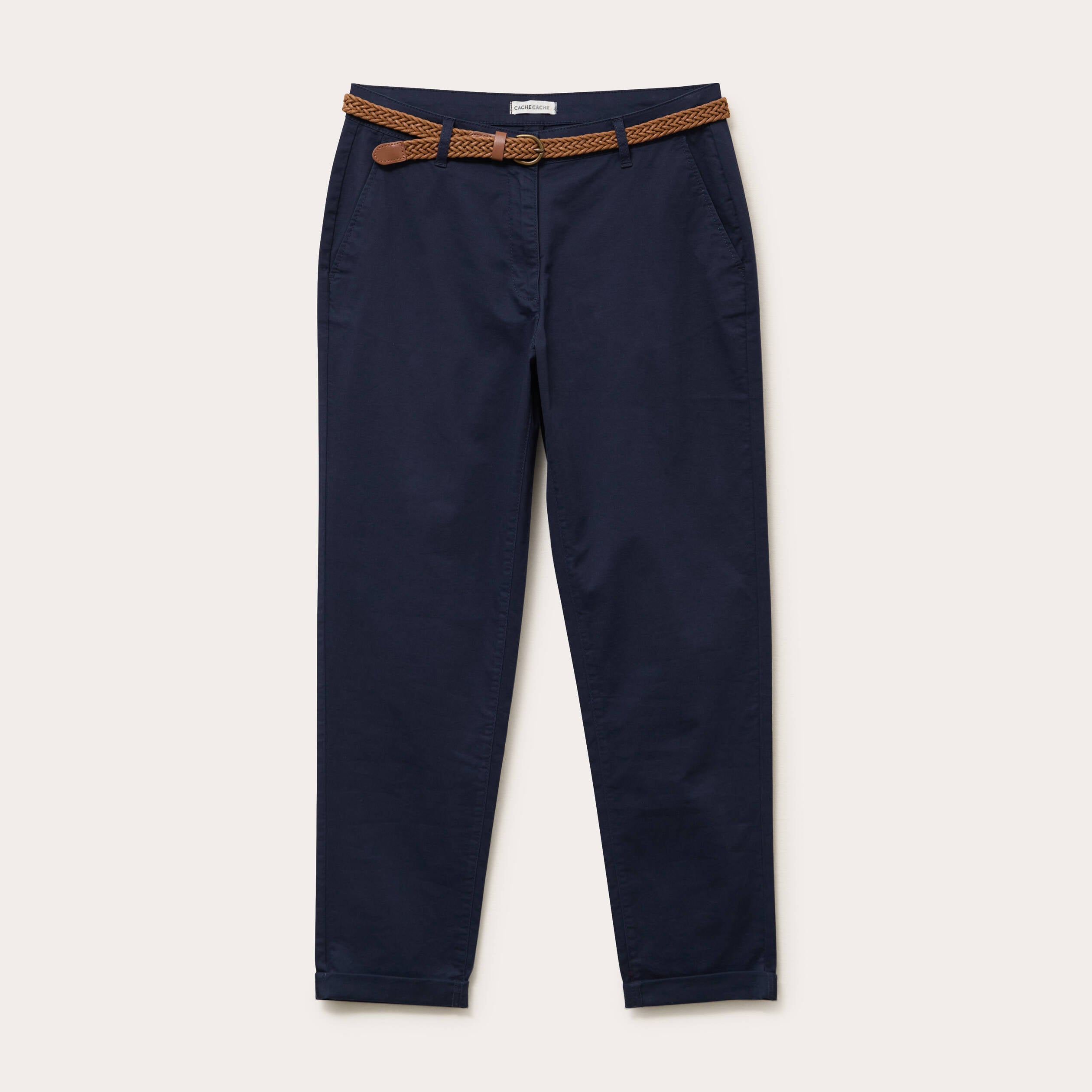 Pantalon chino 7/8&egrave;me bleu marine femme