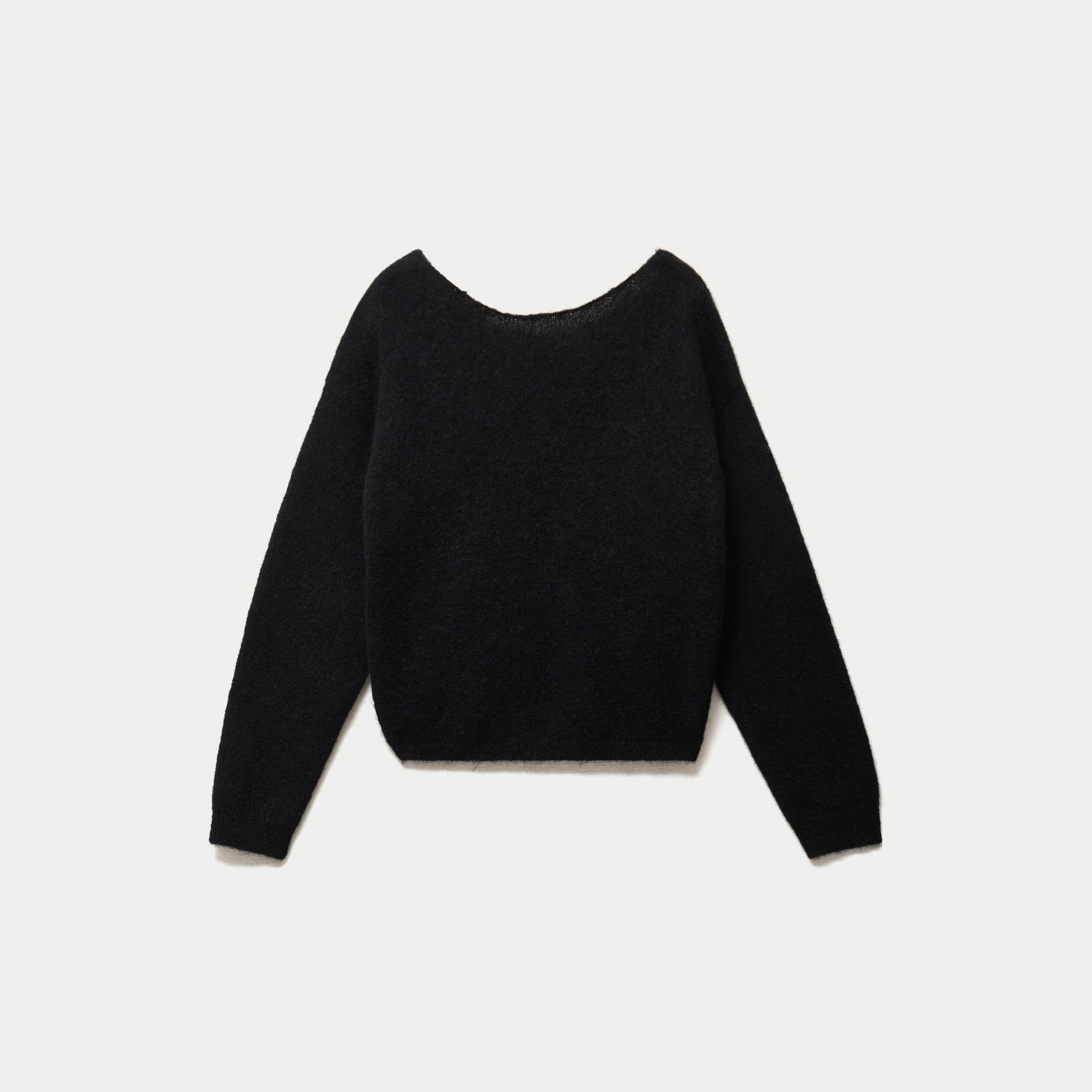 Pull col rond manches longues noir femme