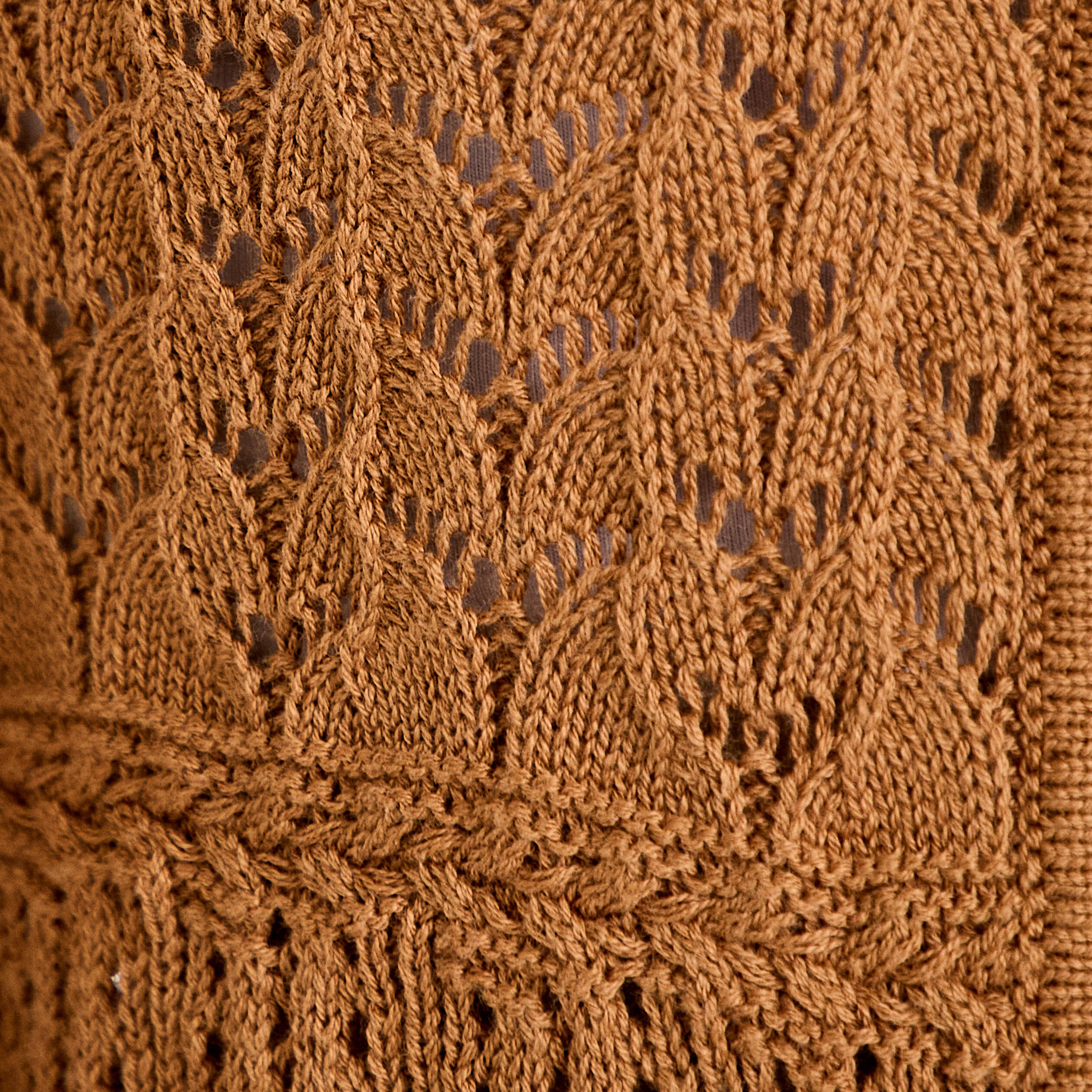 Gilet ajour&eacute; cintr&eacute; manches longues beige femme