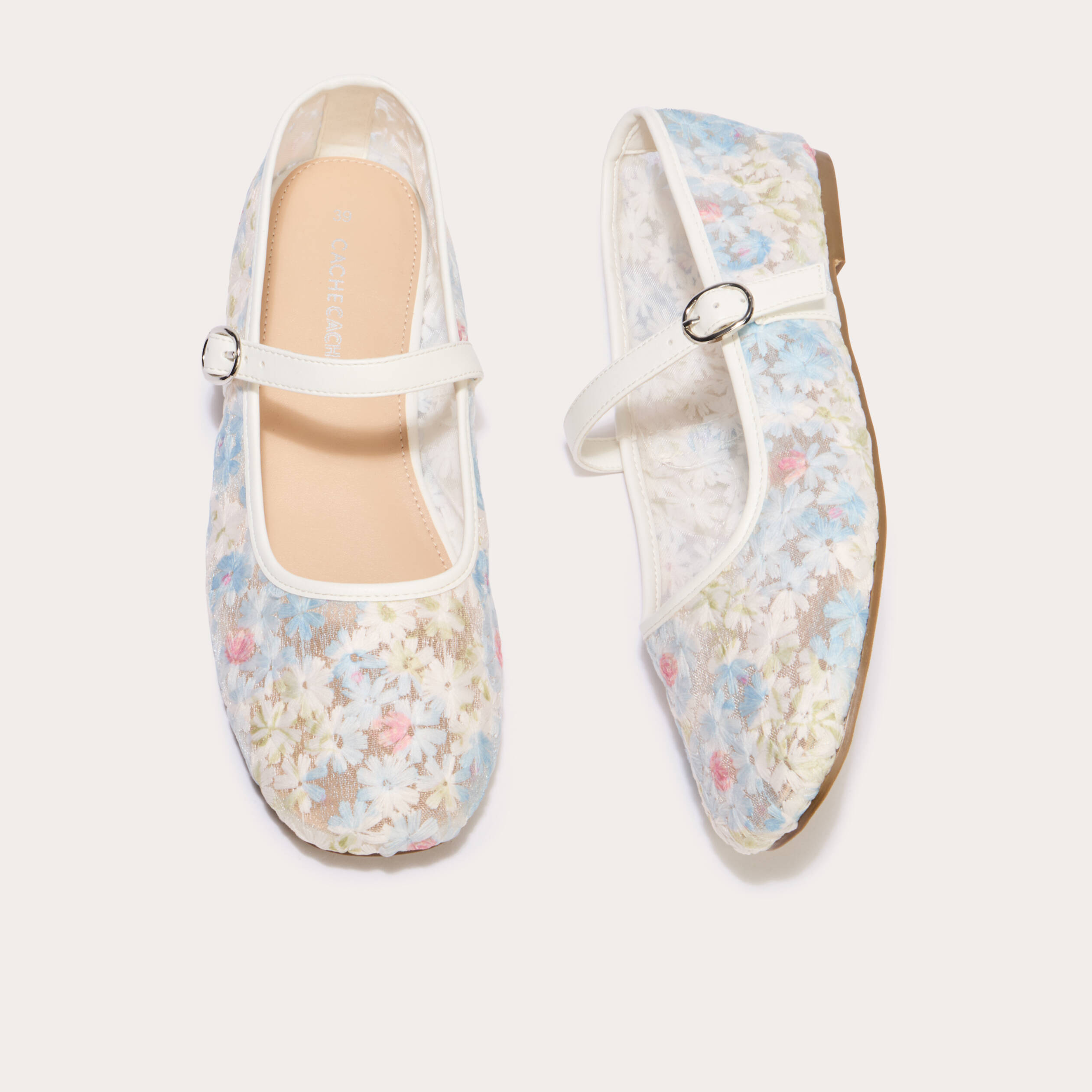Ballerines en dentelle ecru femme