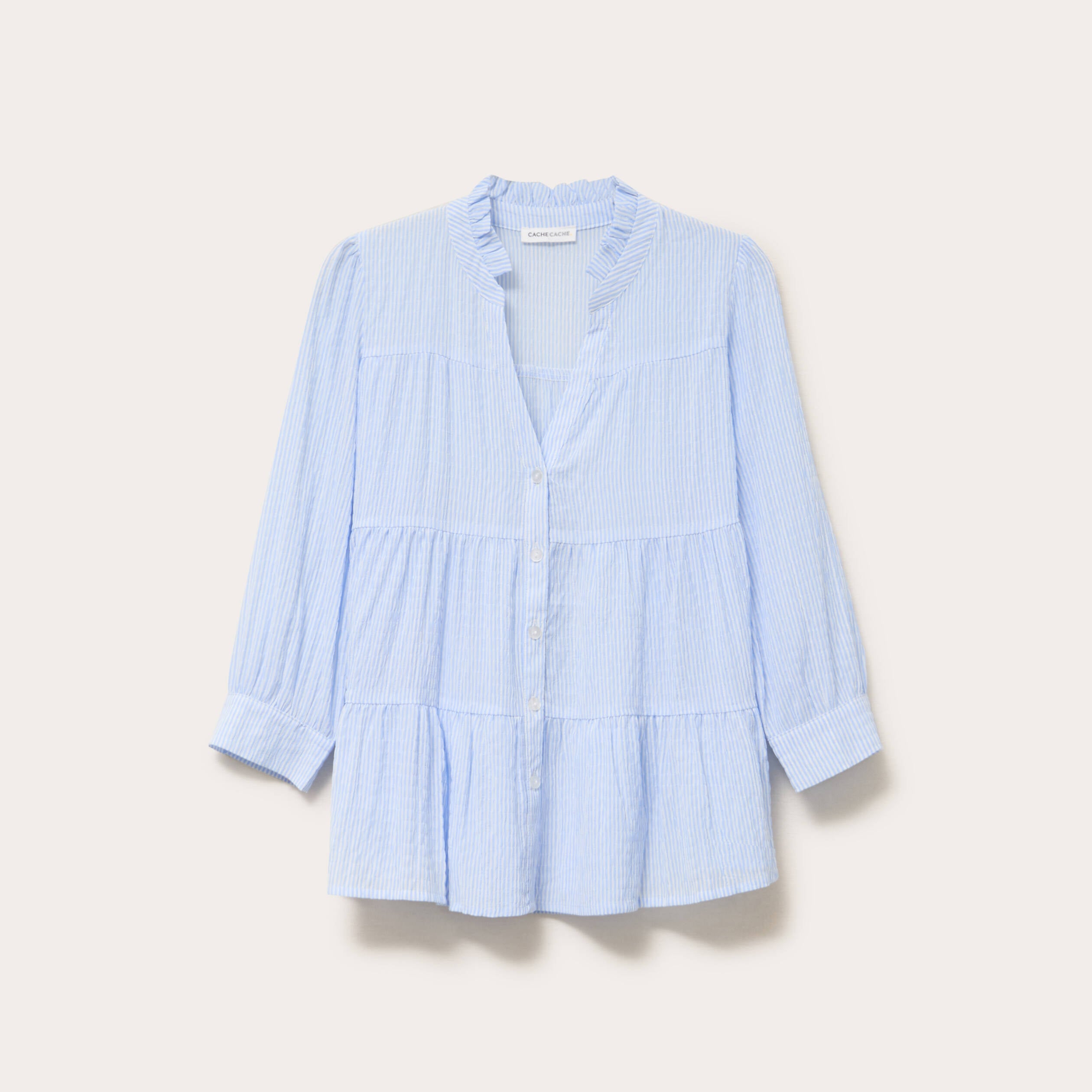 Blouse manches 3/4 beige femme