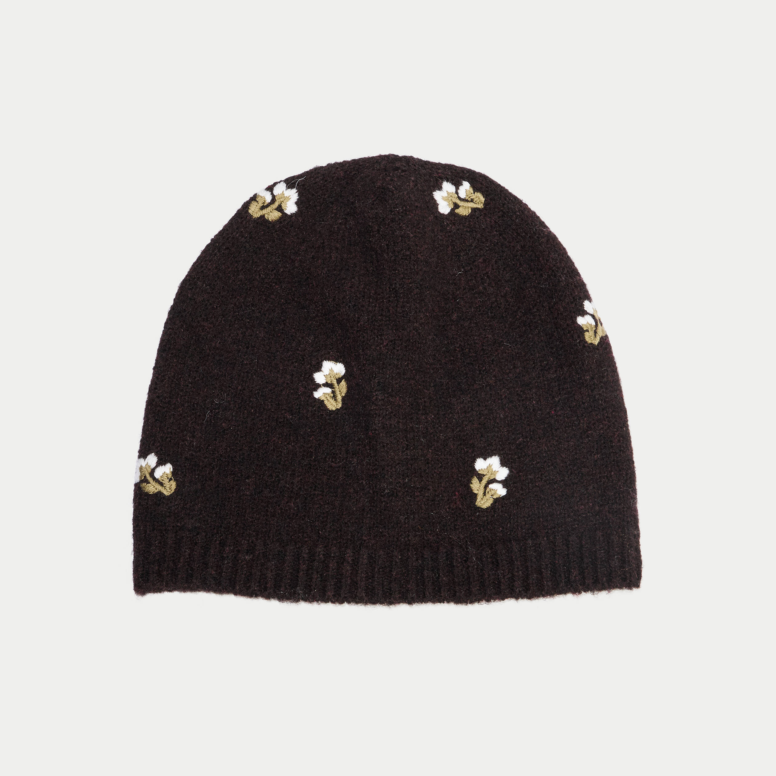 Bonnet avec broderie marron fonc&eacute; femme