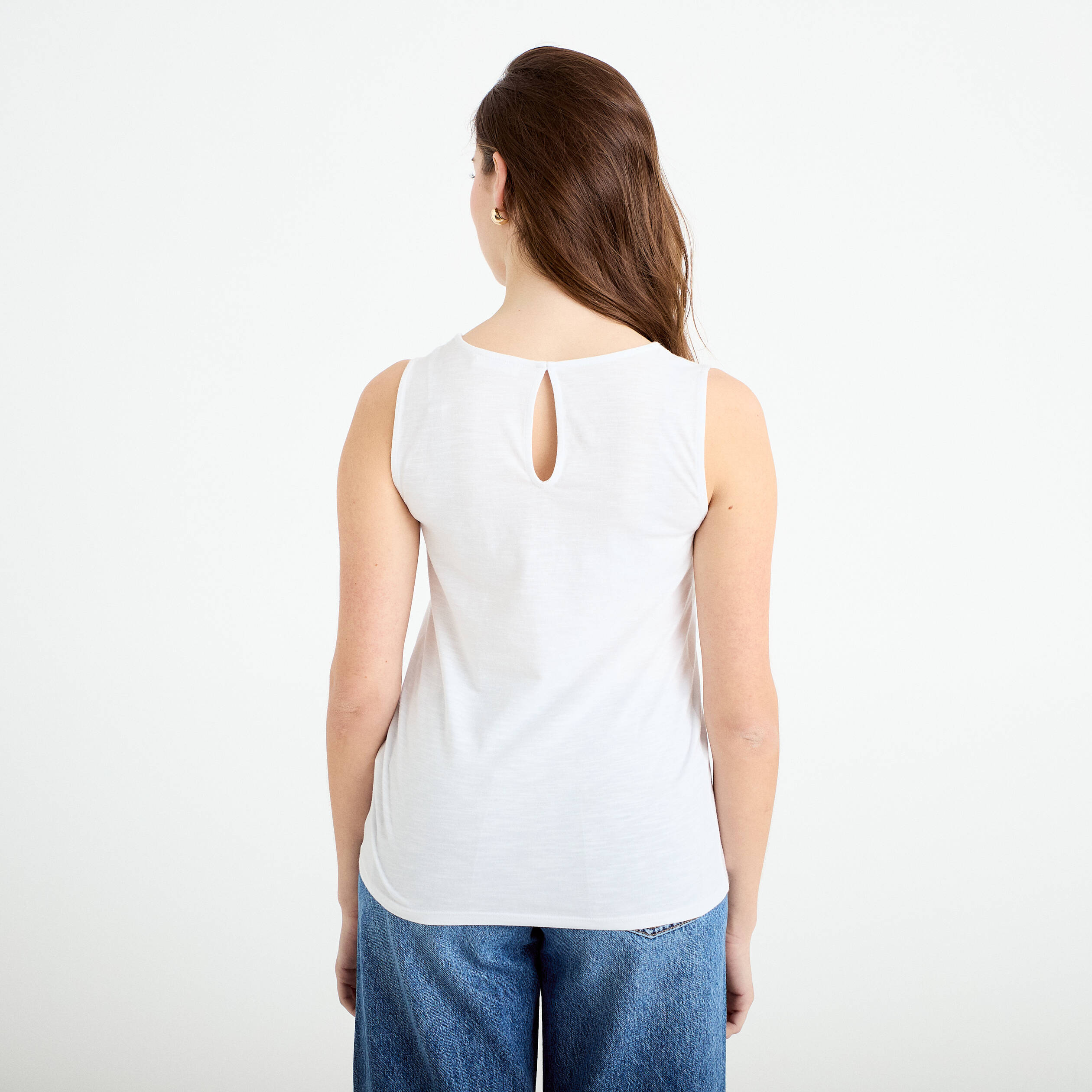D&eacute;bardeur col v blanc femme
