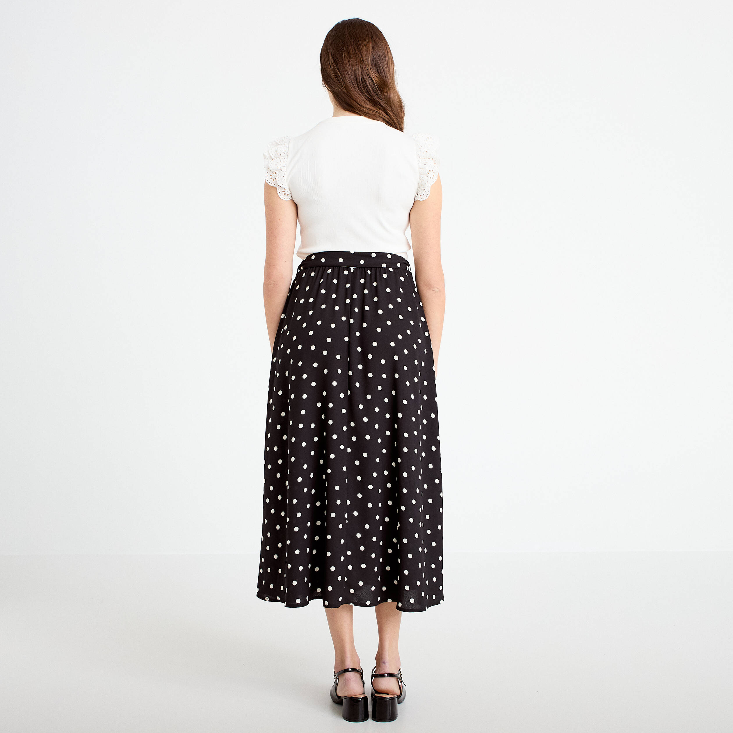Robe longue bi-mati&egrave;re noir femme