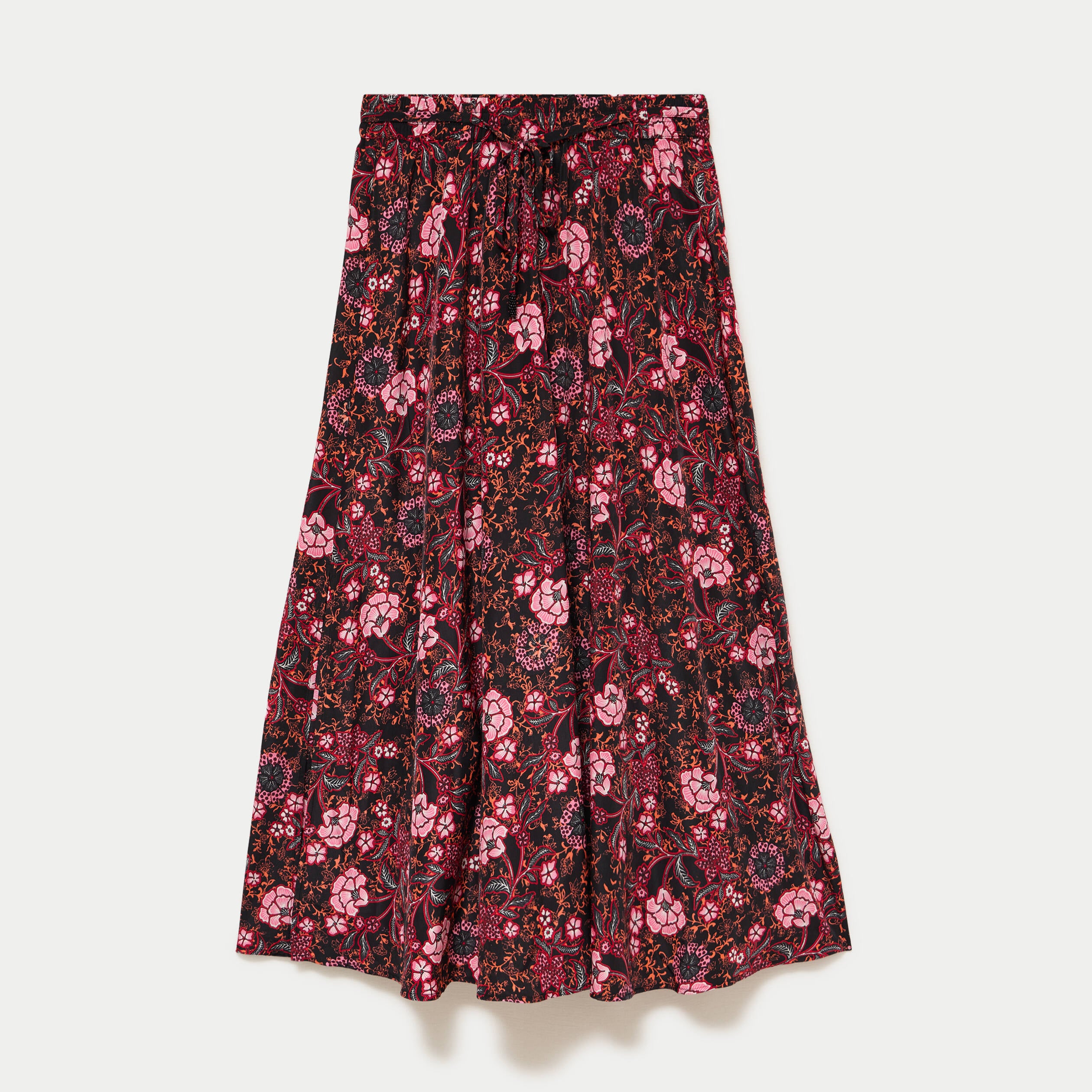 Jupe longue &eacute;vas&eacute;e satin&eacute;e noir femme