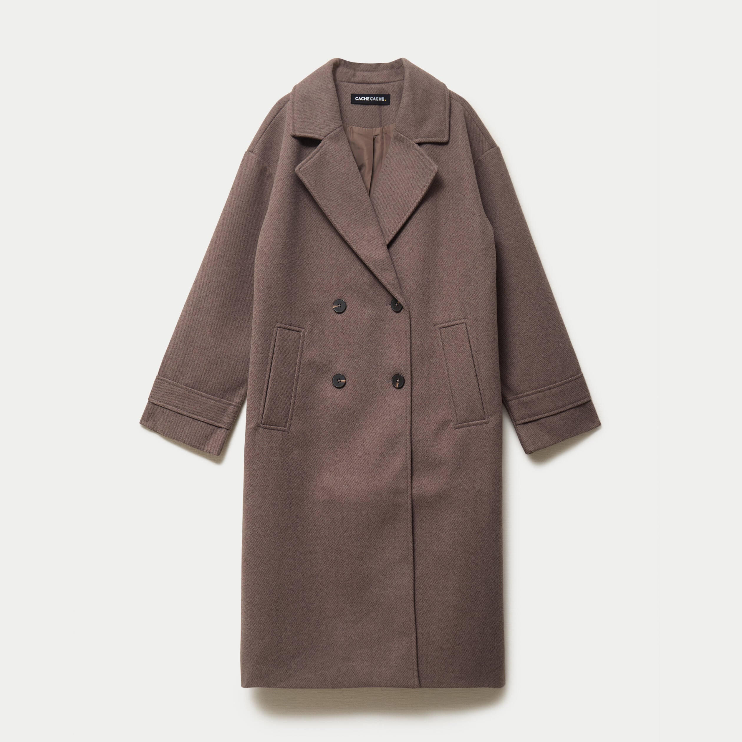 Manteau oversize manches longues taupe femme