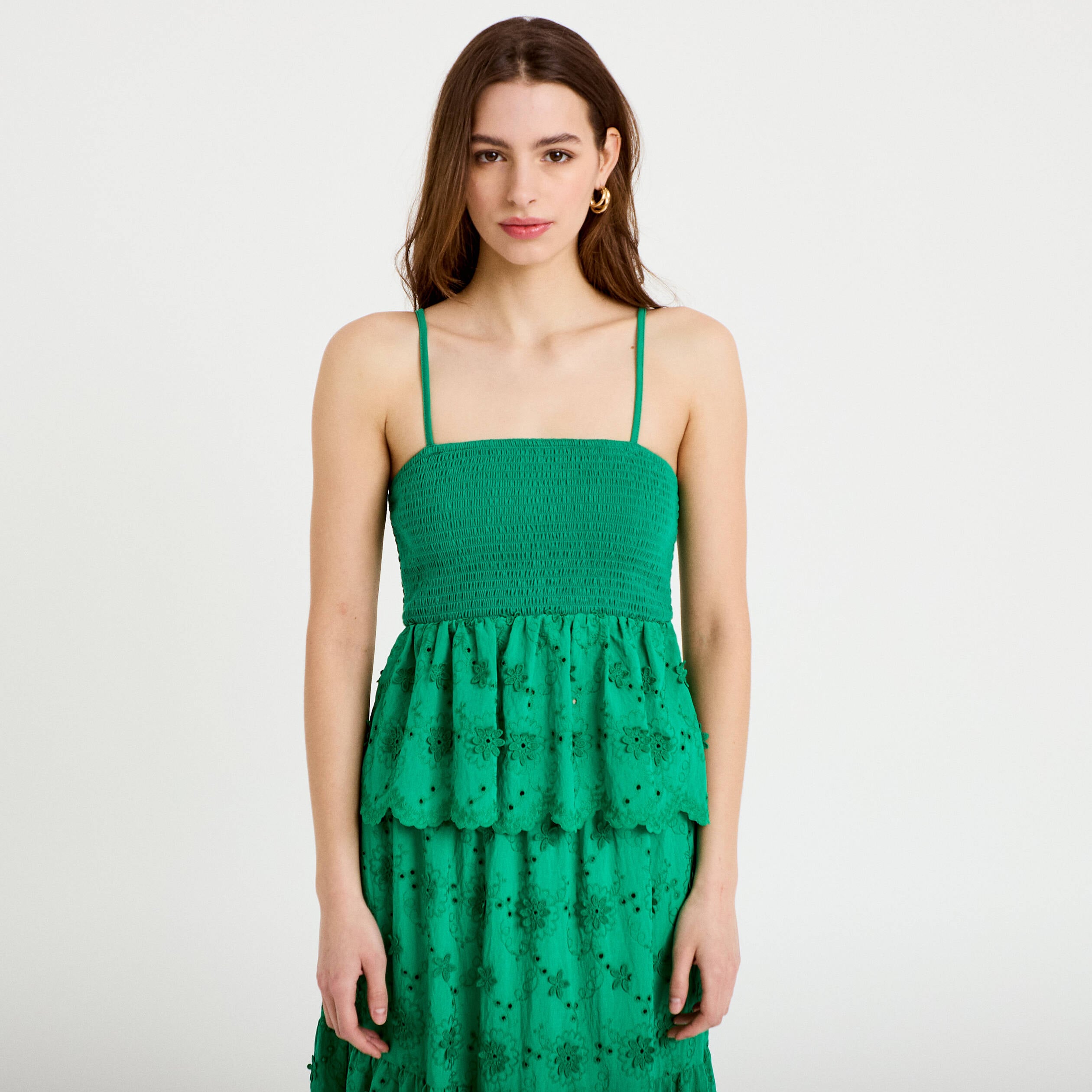 Top bi-mati&egrave;re &agrave; bretelles vert femme