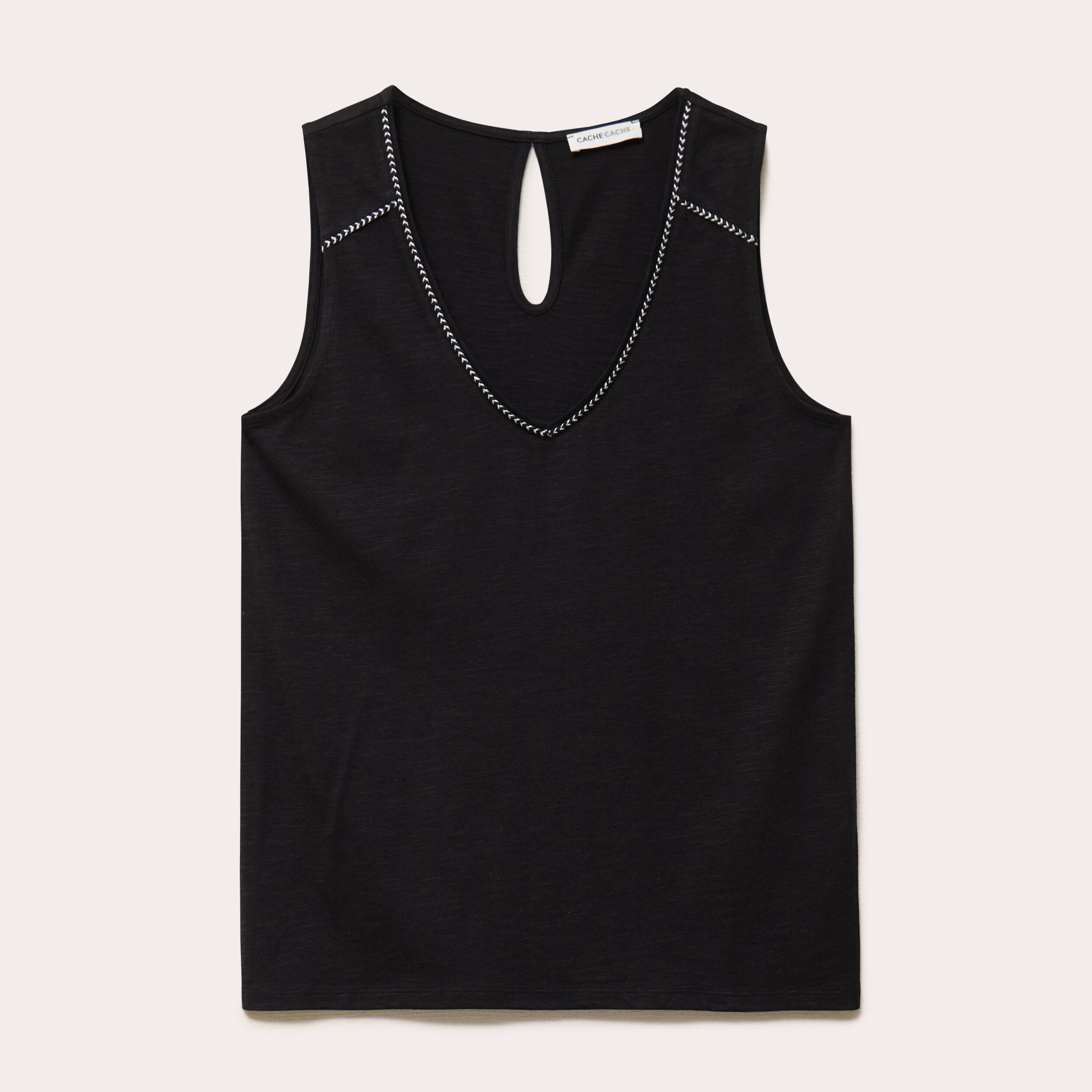 D&eacute;bardeur col v noir femme