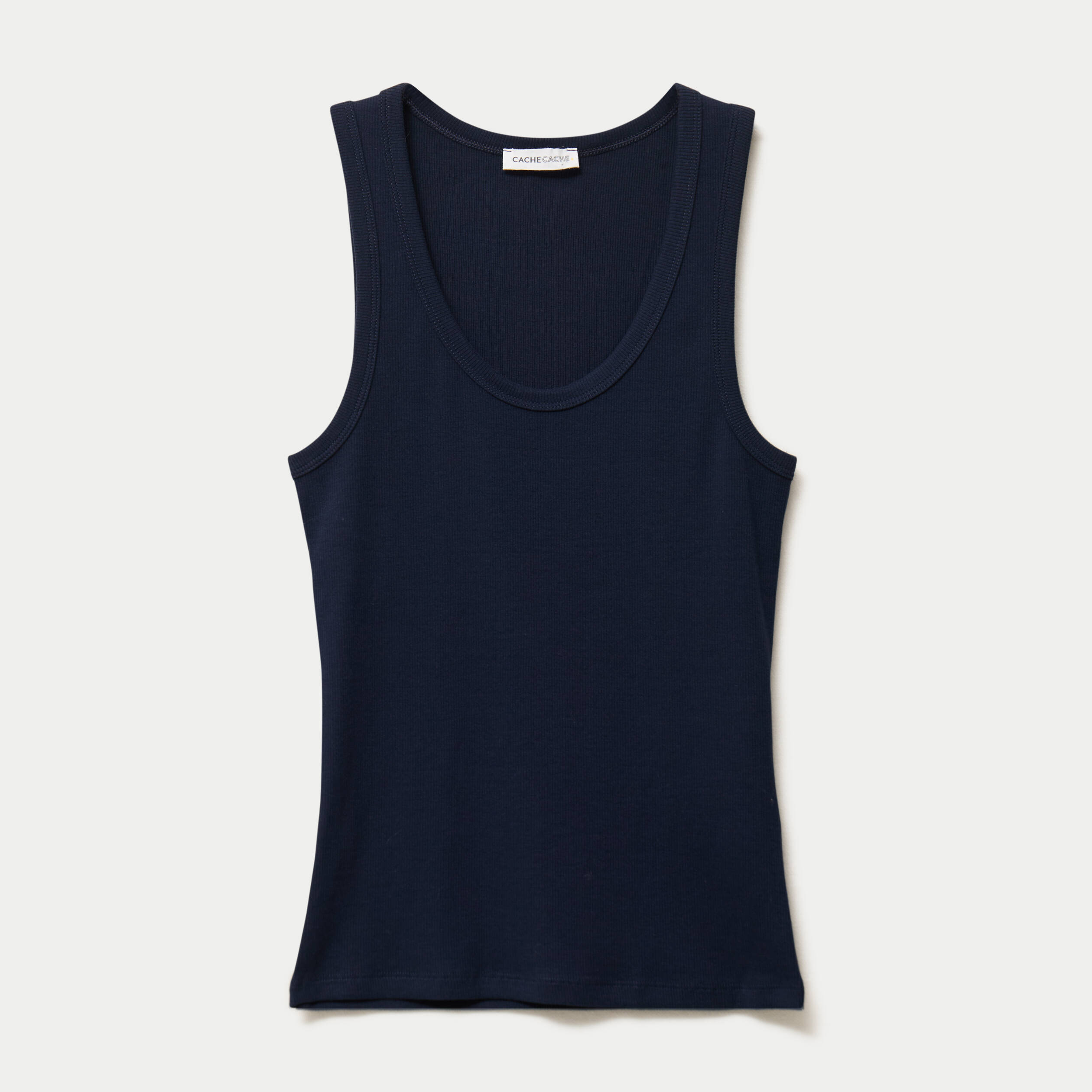 D&eacute;bardeur c&ocirc;tel&eacute; col rond bleu marine femme