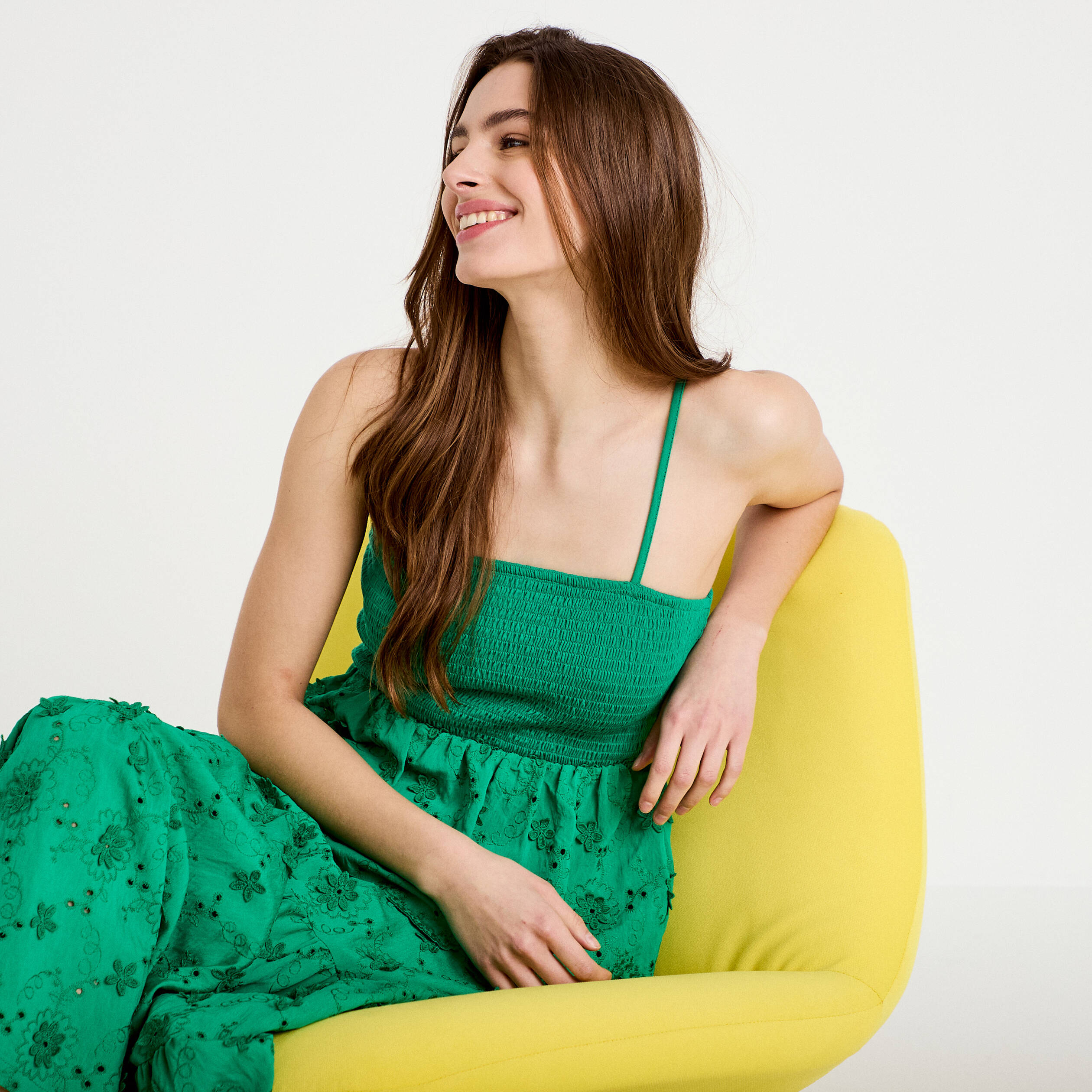 Top bi-mati&egrave;re &agrave; bretelles vert femme