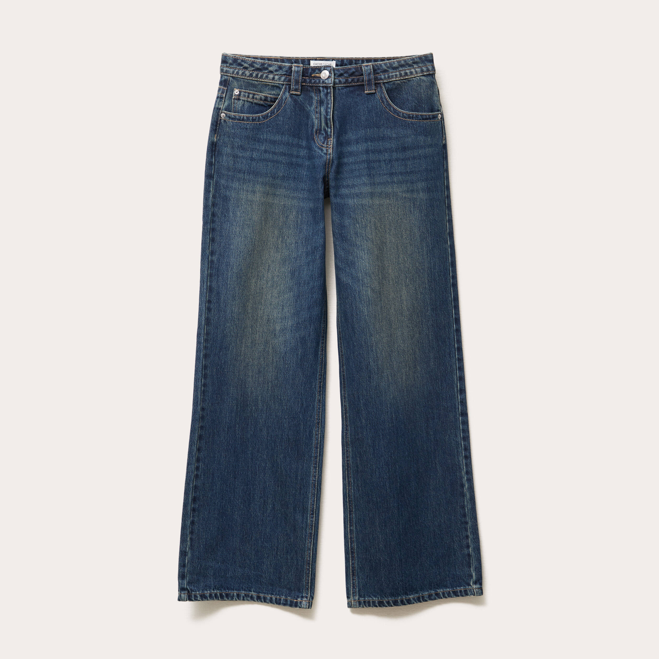 Jeans droit taille basse denim dirty femme