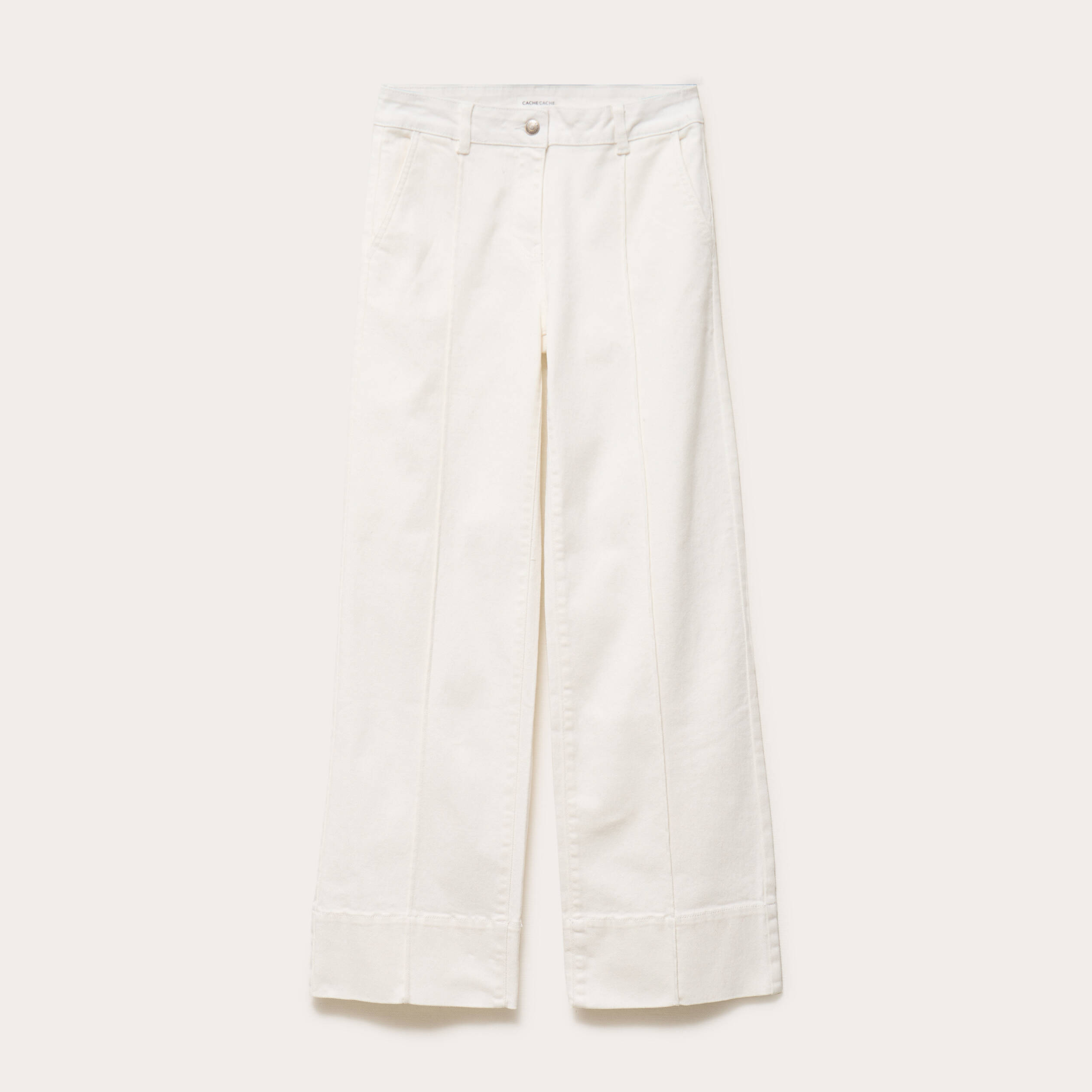 Jean wide leg taille standard denim blanc femme