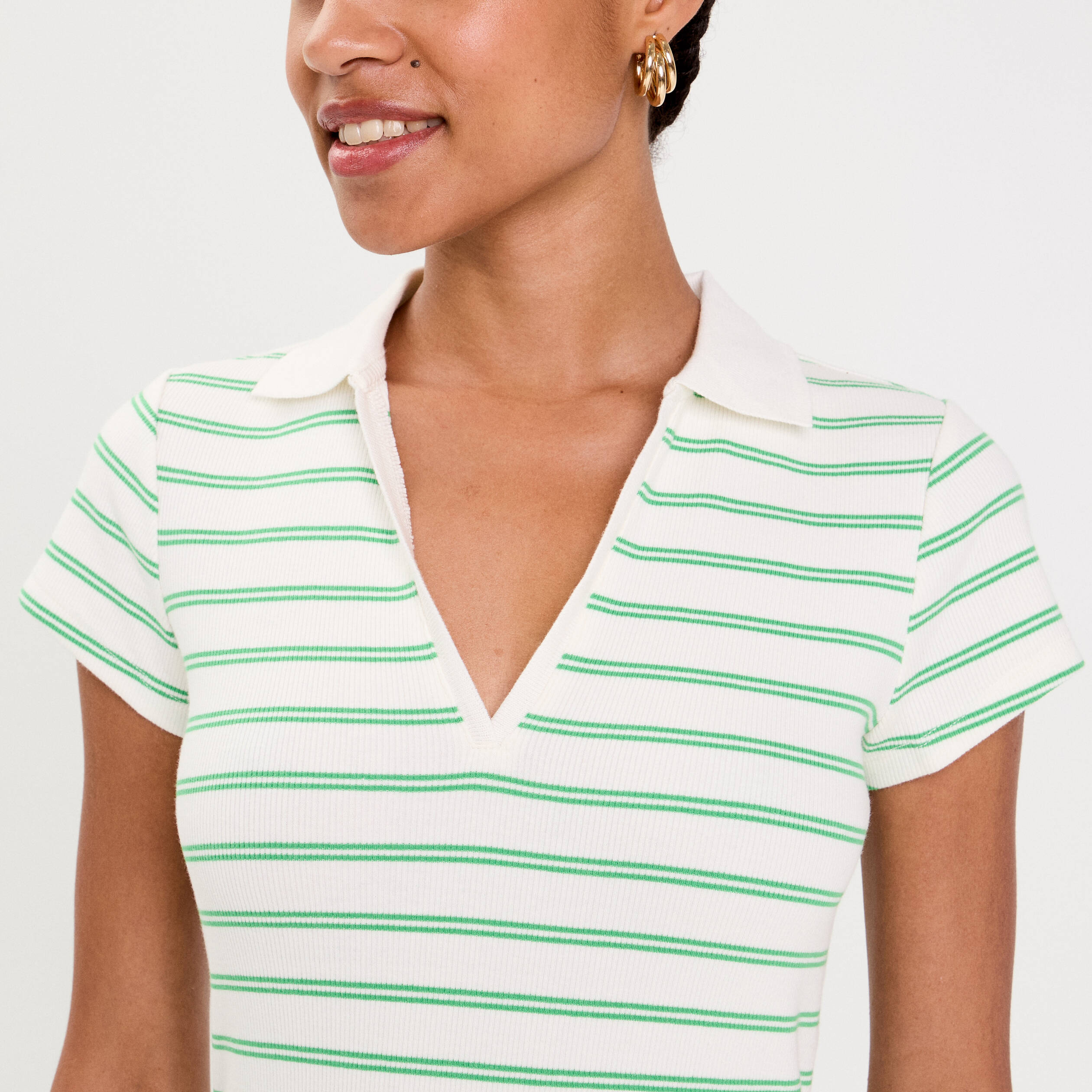 Polo col chemise manches courtes vert femme