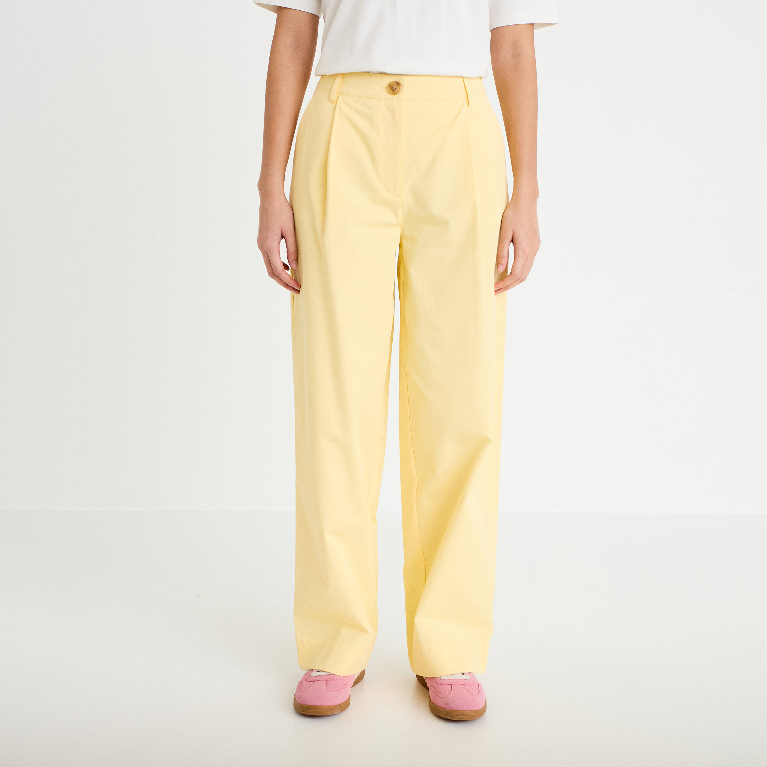 Pantalon large jaune clair femme