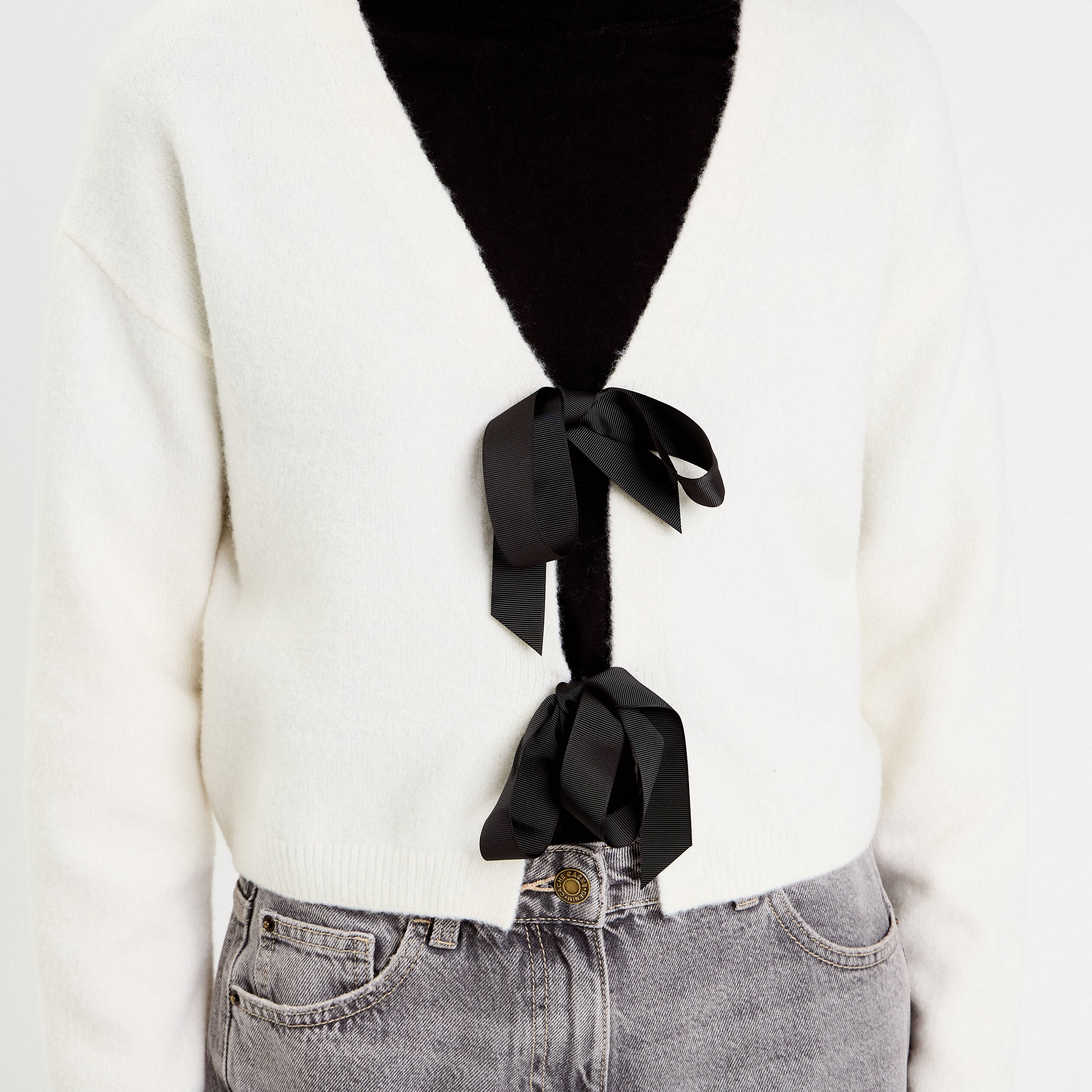 Gilet nou&eacute; ecru femme