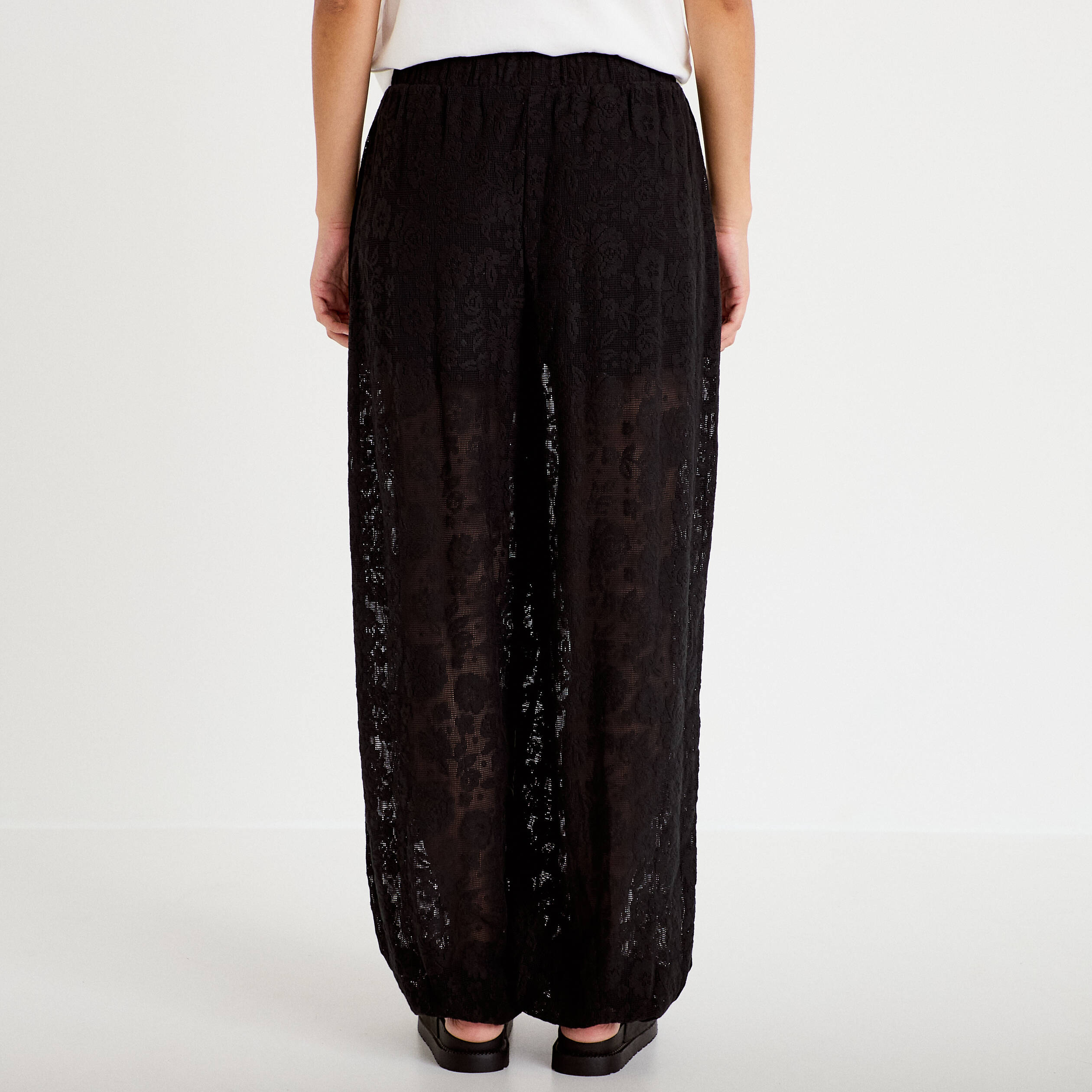 Pantalon bouffant taille standard noir femme