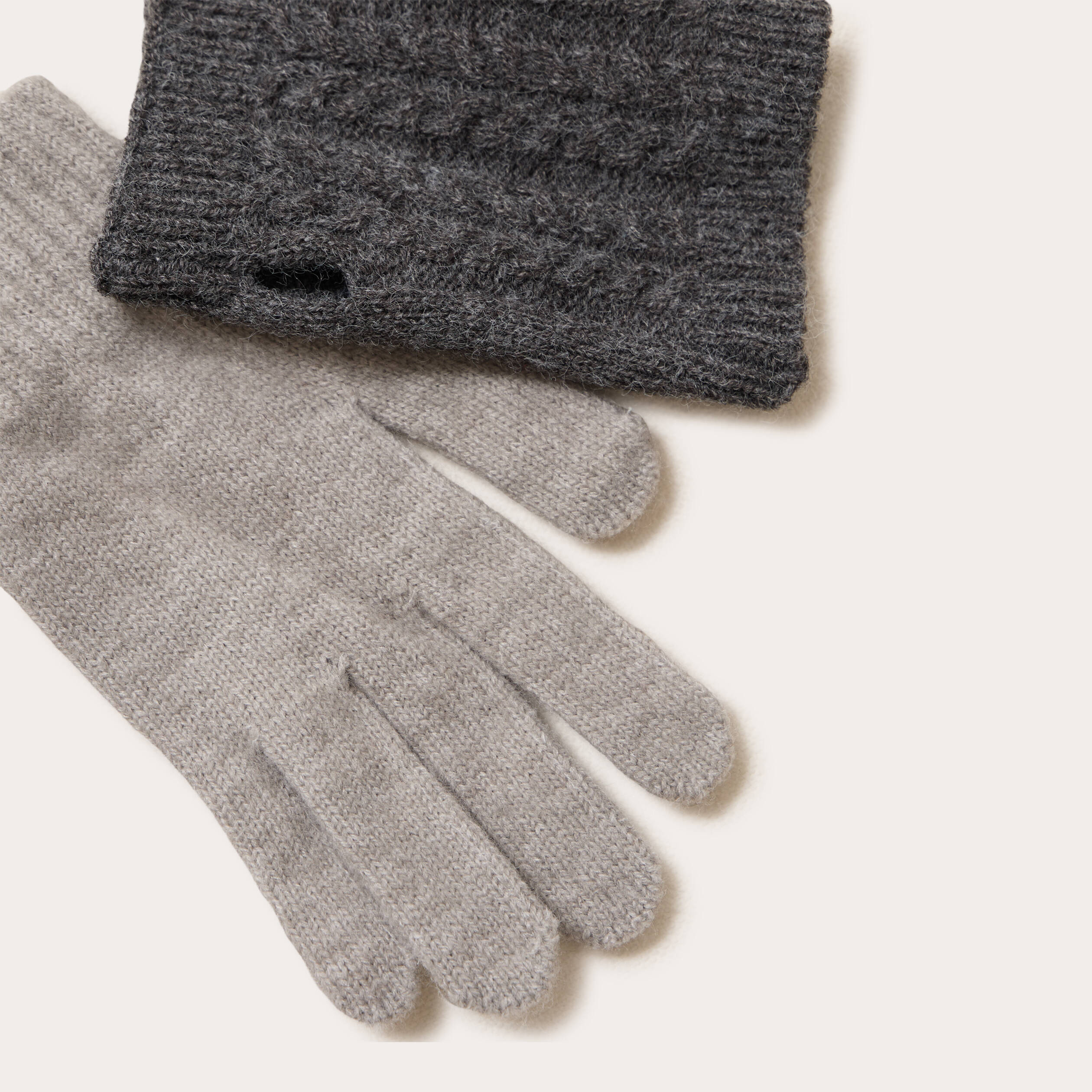 Gants mitaines 2-en-1 gris clair femme