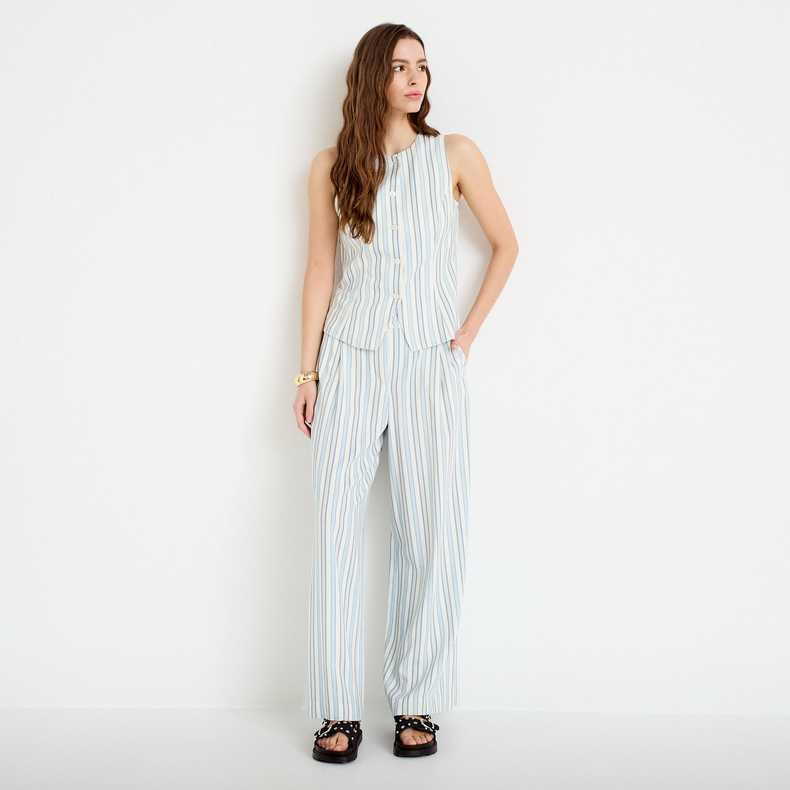 Pantalon large blanc femme