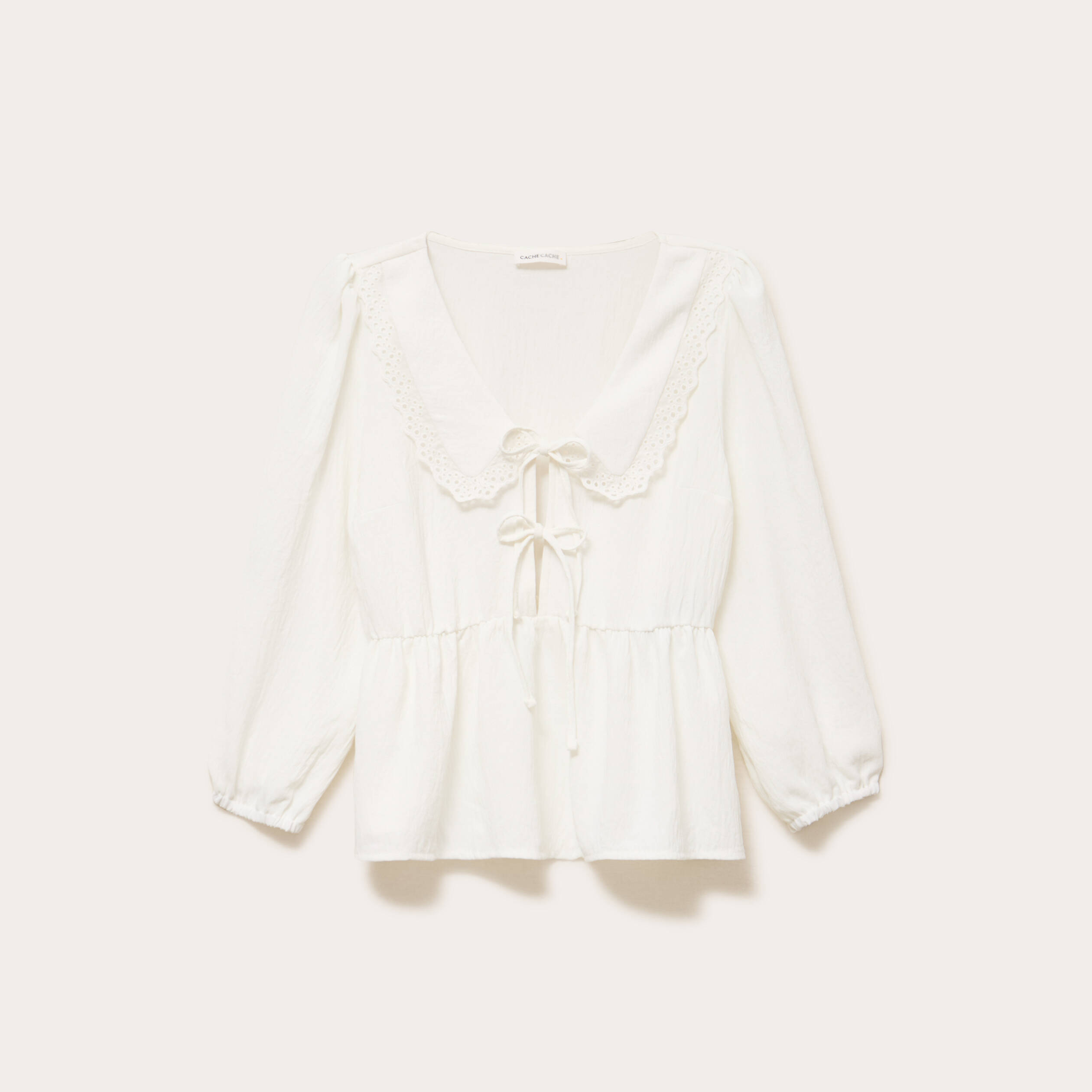 Blouse col claudine ecru femme