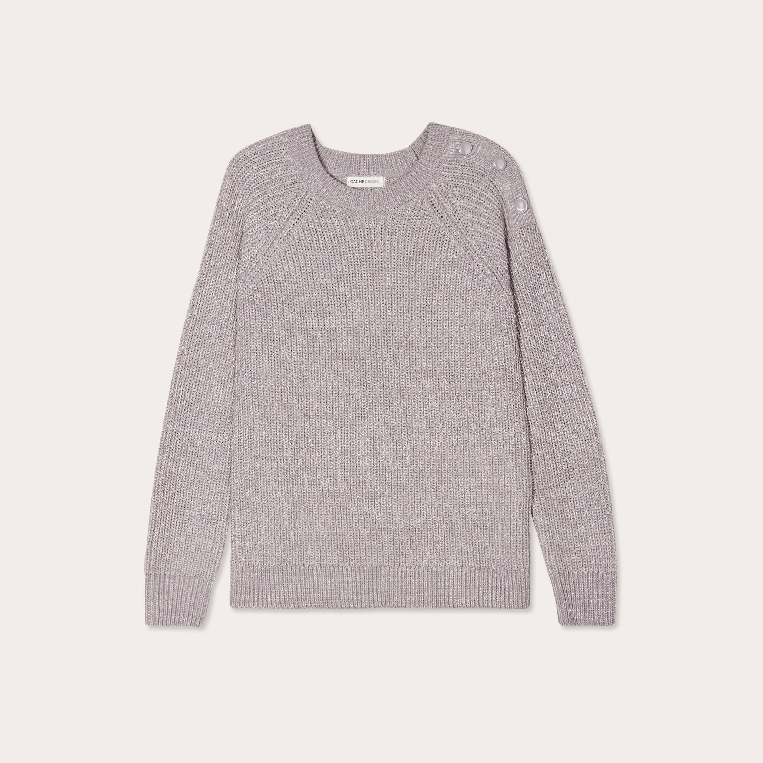 Pull manches longues gris clair femme