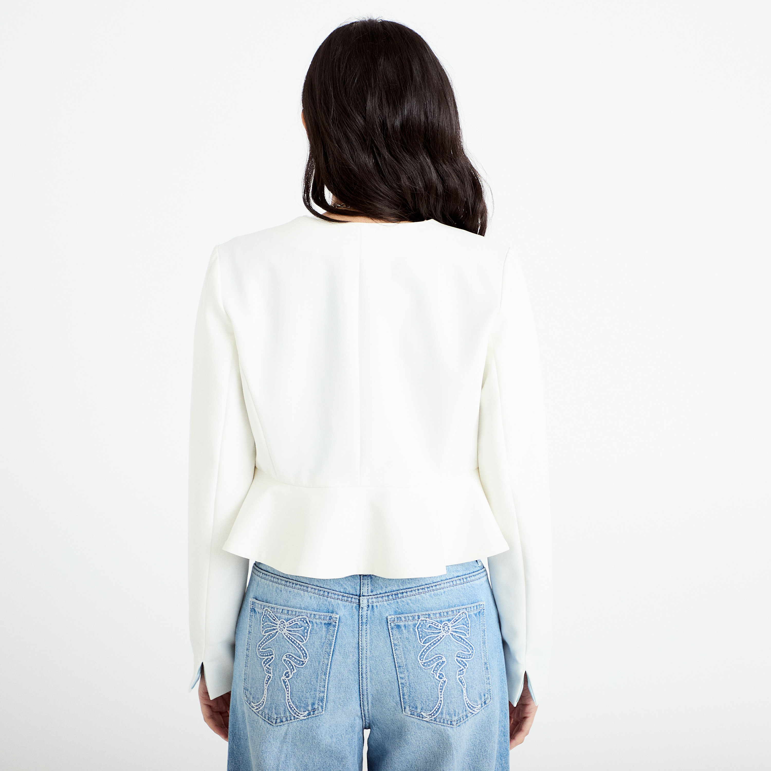 Veste p&eacute;plum Bridgerton ecru femme