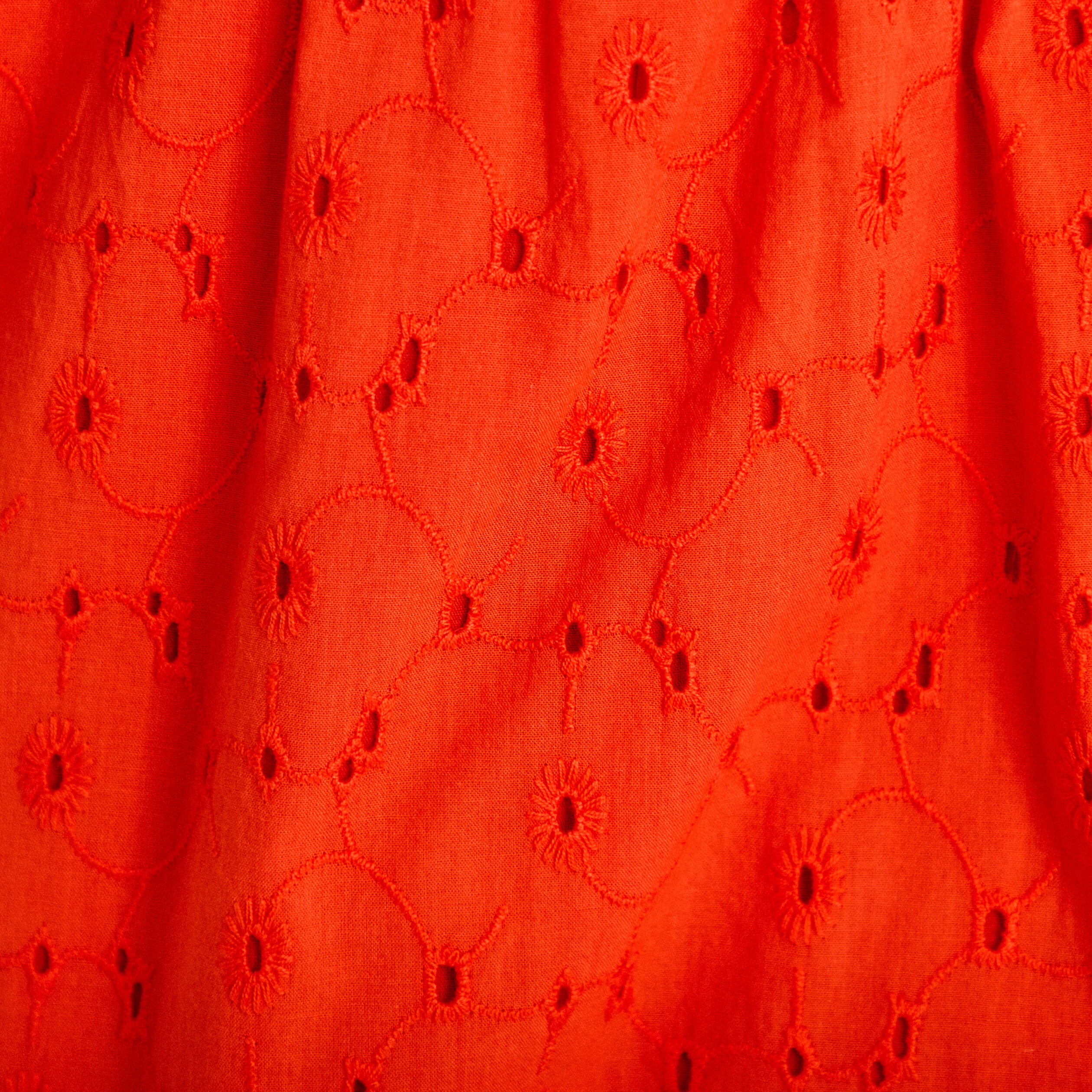 Robe courte &eacute;vas&eacute;e col v bretelles orange fonc&eacute; femme