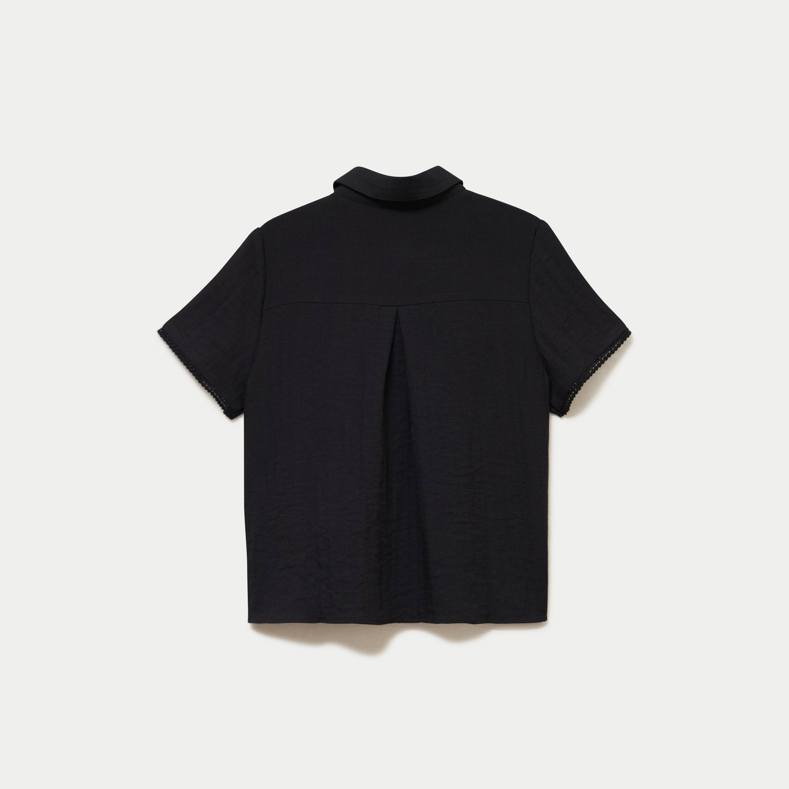 Chemise col classique manches courtes noir femme