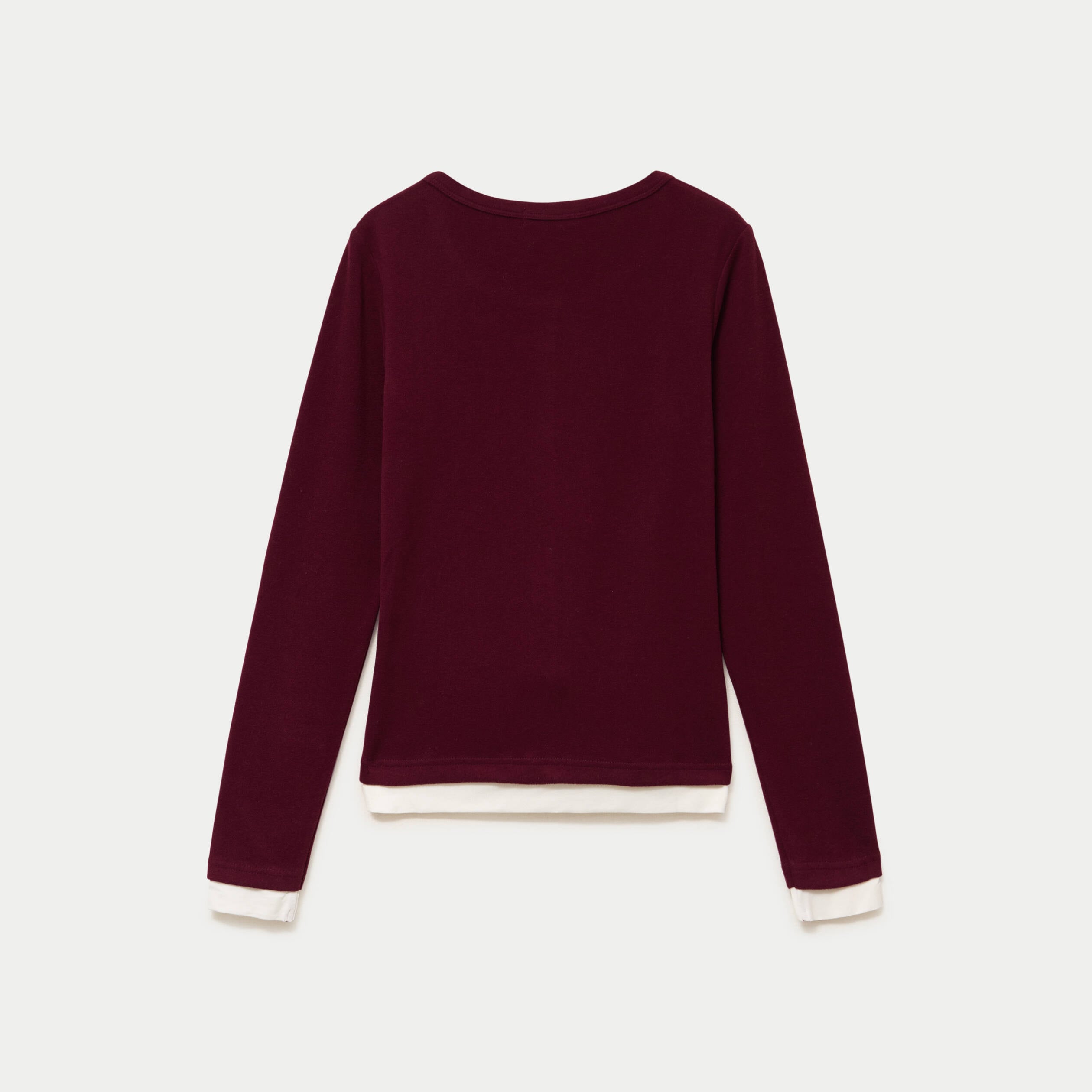 Top col rond manches longues bordeaux femme