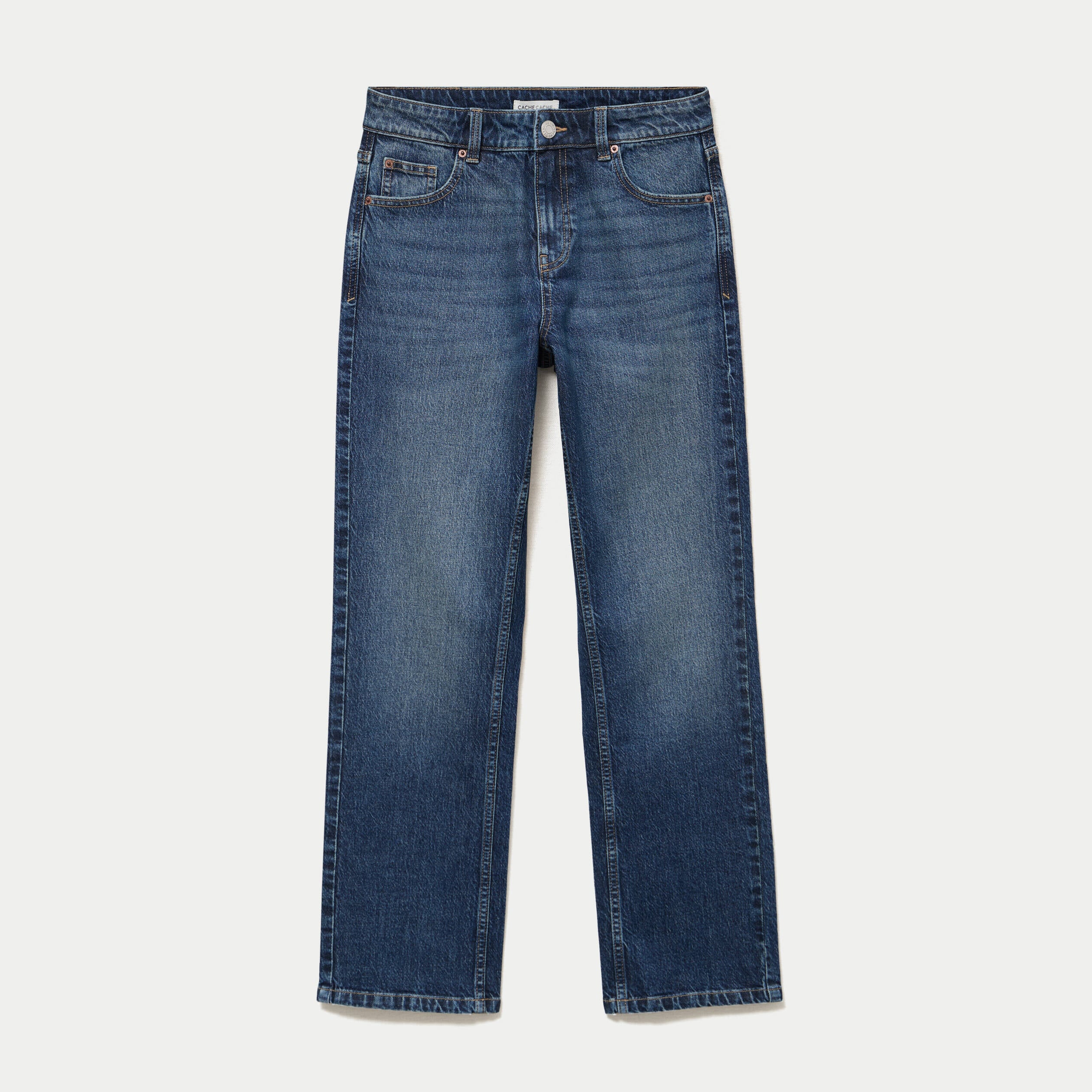 Jean droit taille standard bleu femme