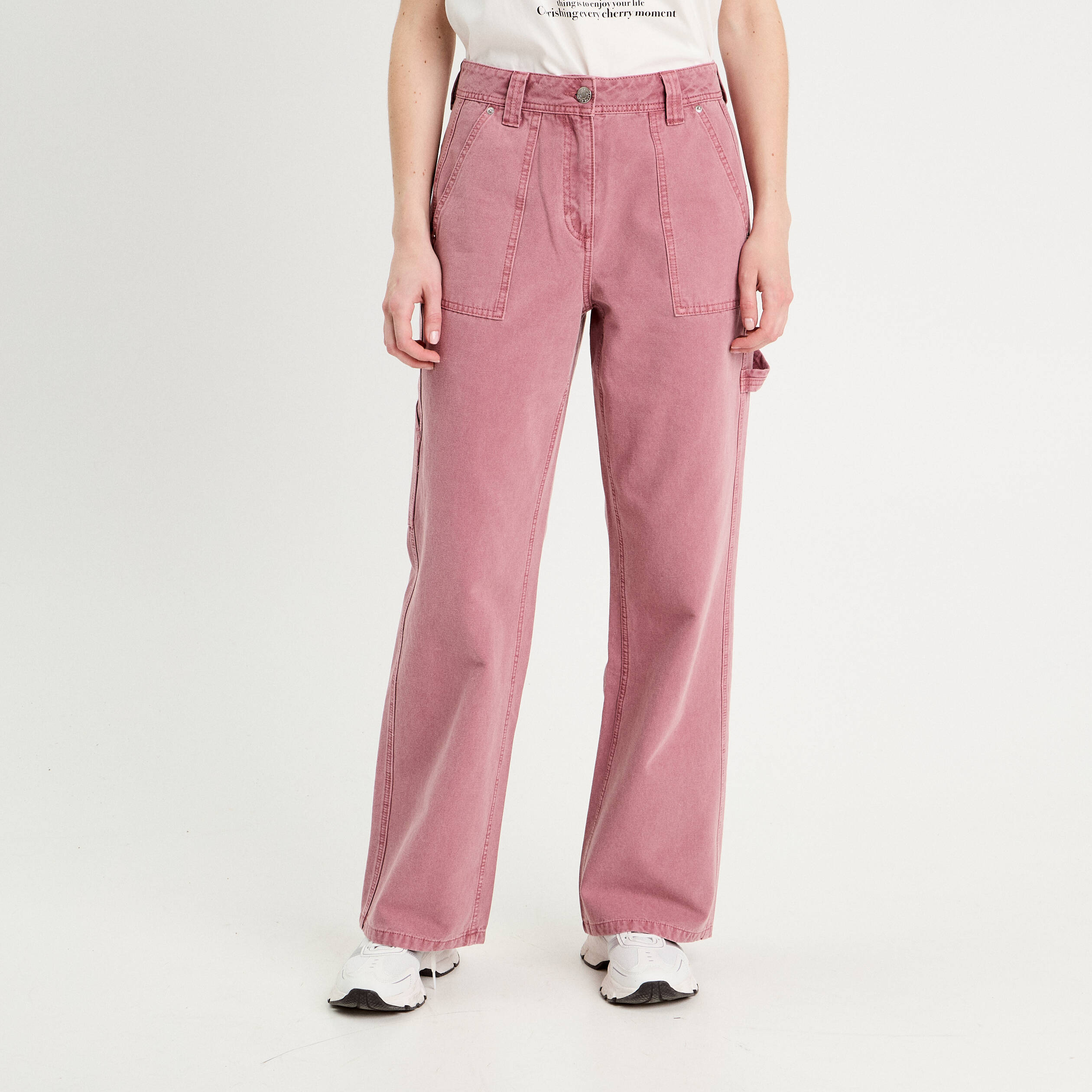 Jean wide leg carpenter vieux rose femme