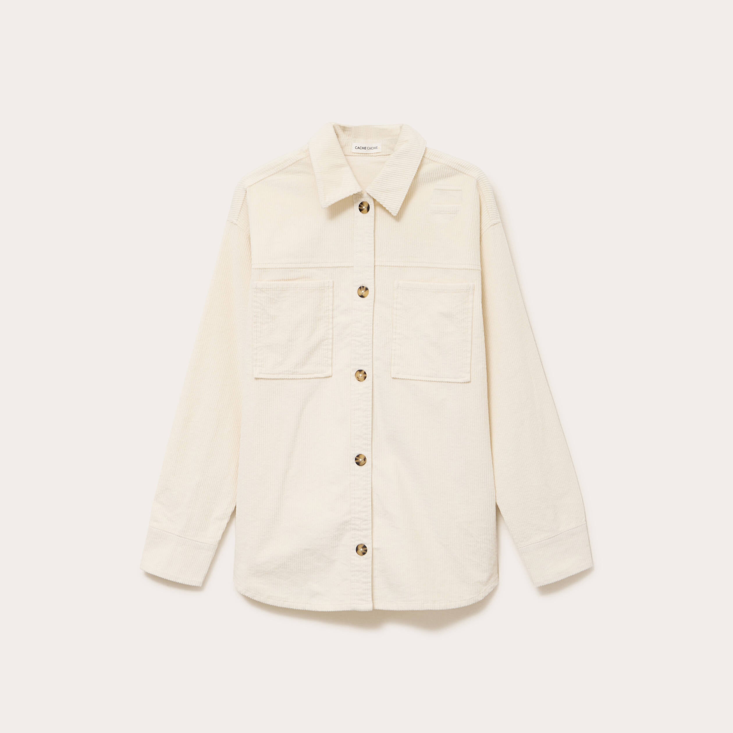 Chemise oversize en velours ivoire femme