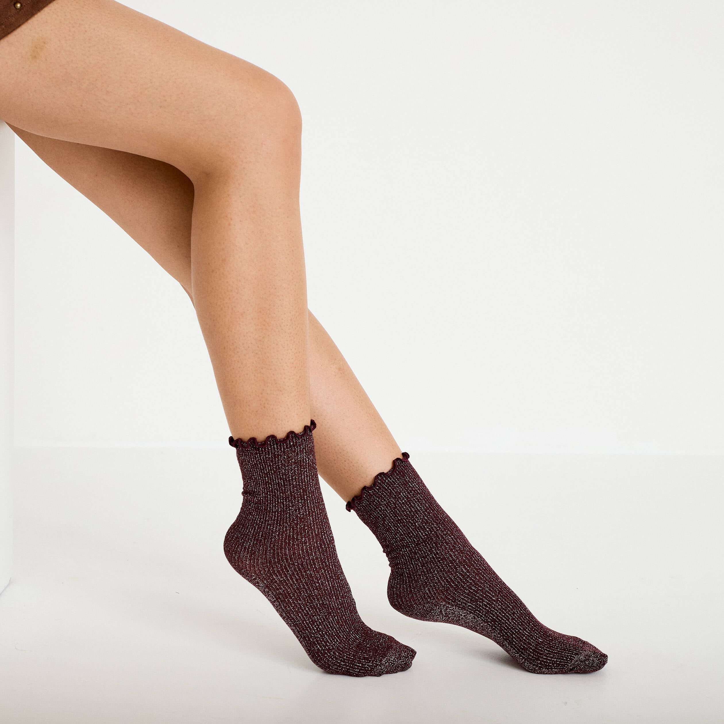 Lot 5 paires de chaussettes violet fonc&eacute; femme