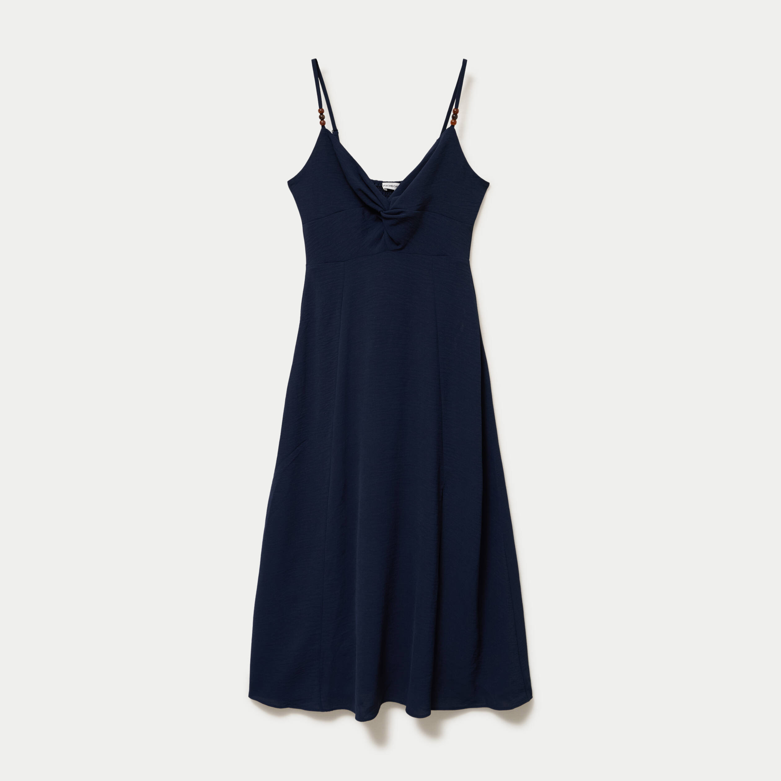 Robe longue &eacute;vas&eacute;e fendue bleu marine femme