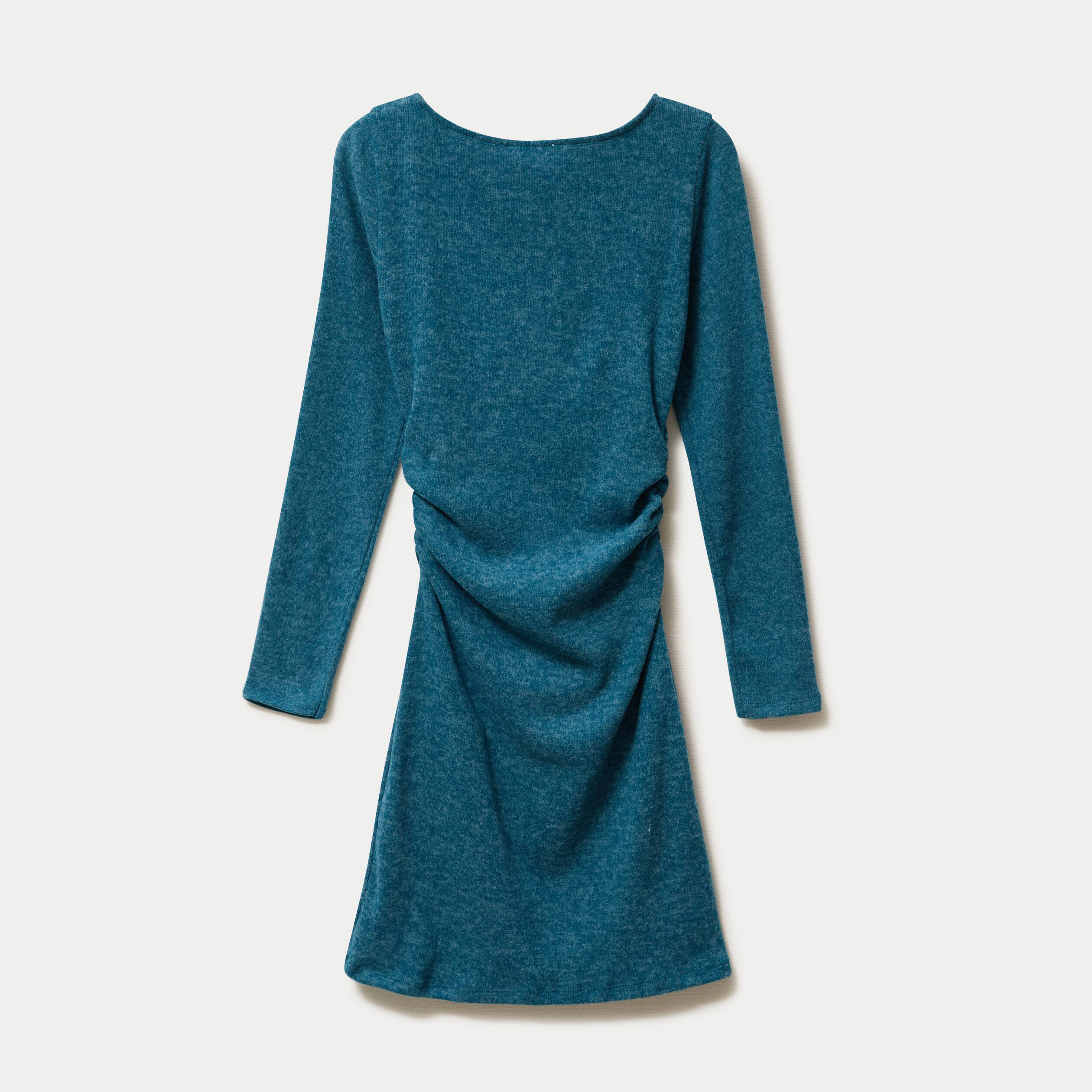 Robe en maille manches longues bleu canard femme