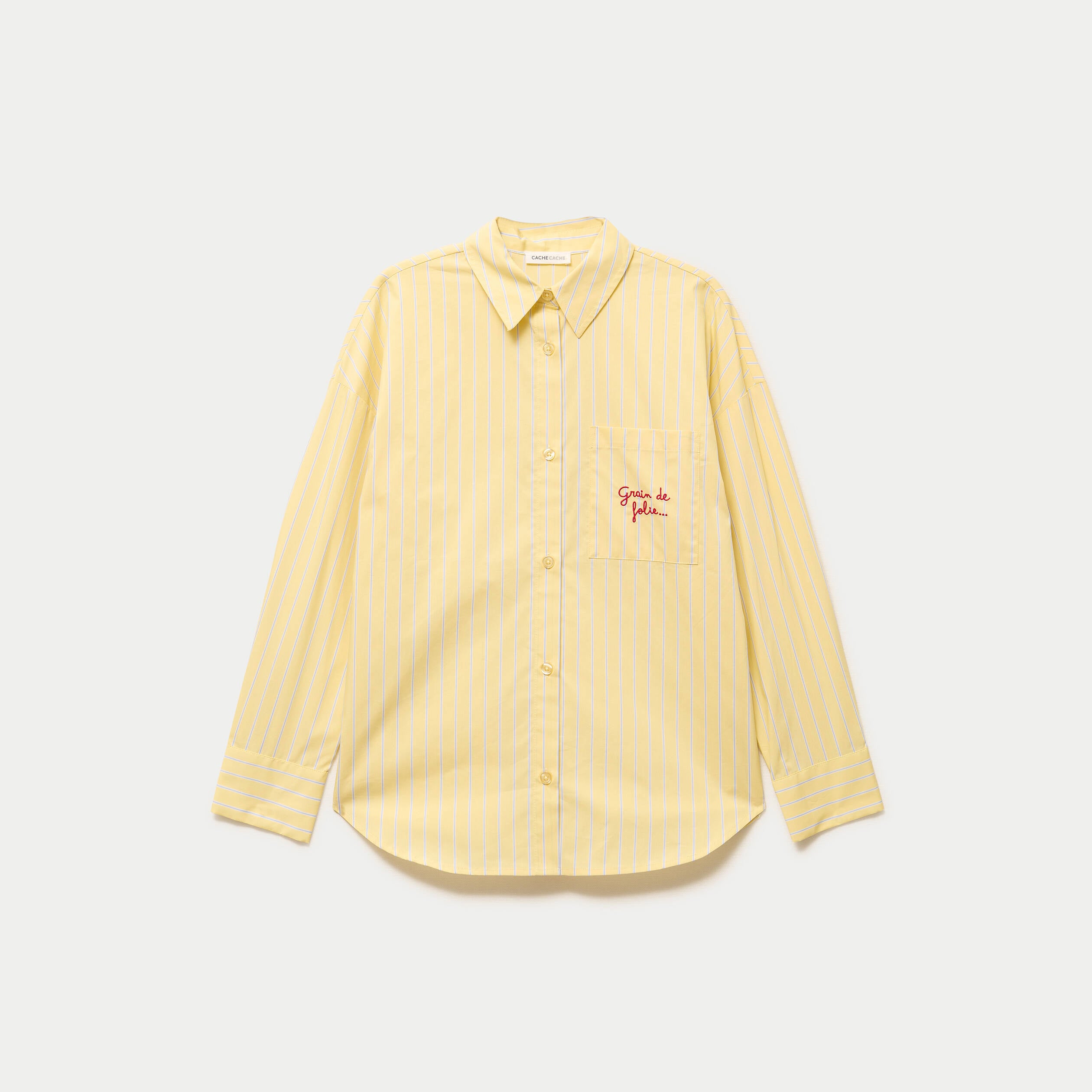 Chemise oversize manches longues jaune femme