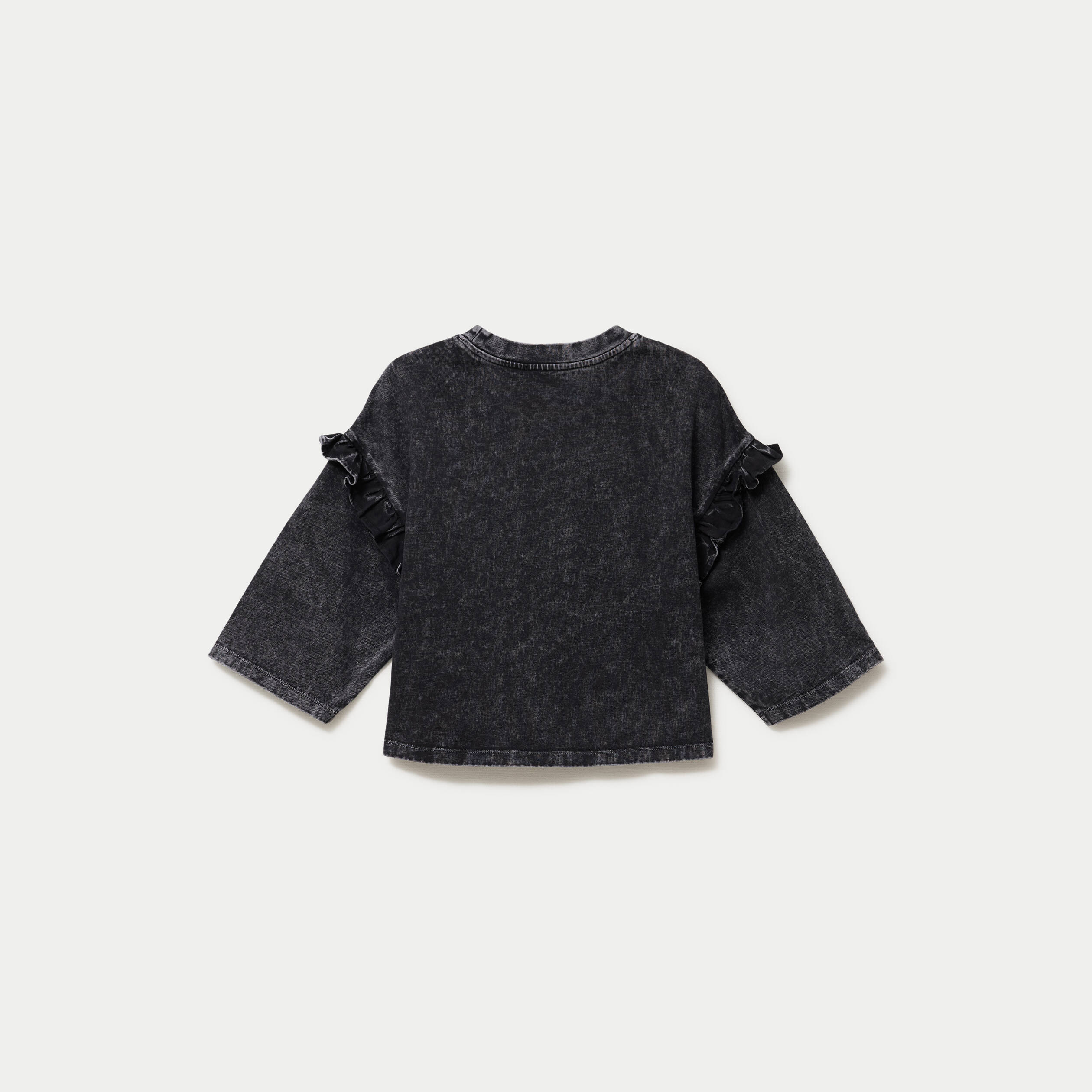 T-shirt oversize court manches longues gris fonc&eacute; femme