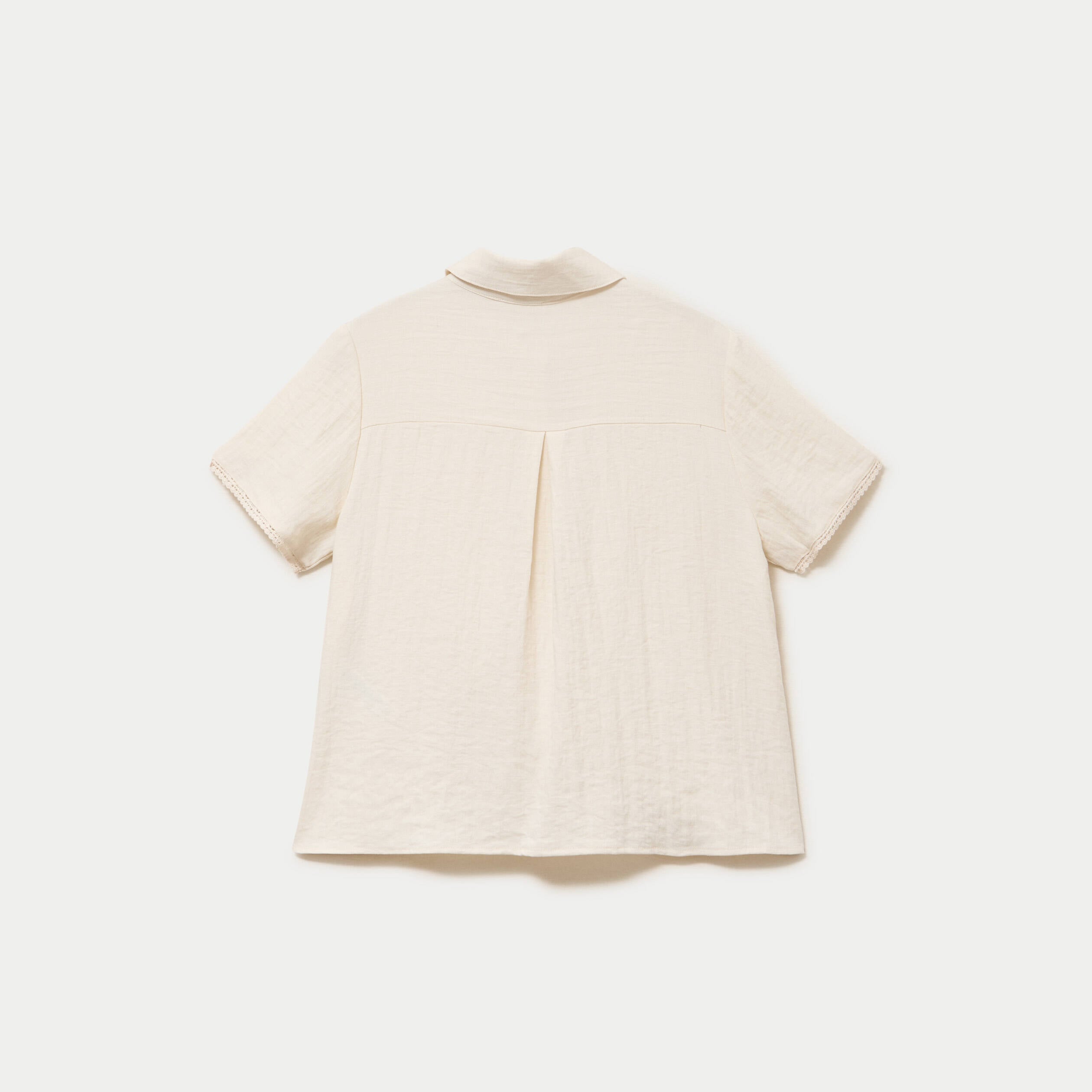Chemise col classique manches courtes ecru femme